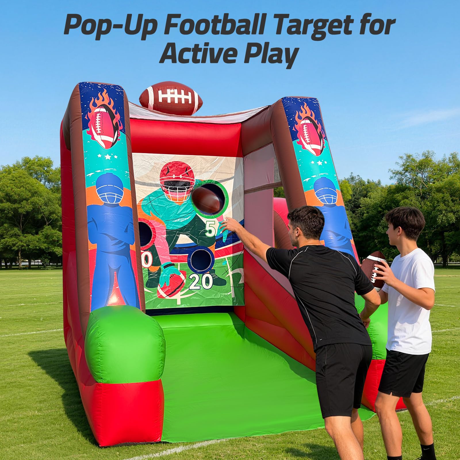 PVC Inflatable Football Toss Game 12Ft with 2 Balls and Blower for Parties and Rentals