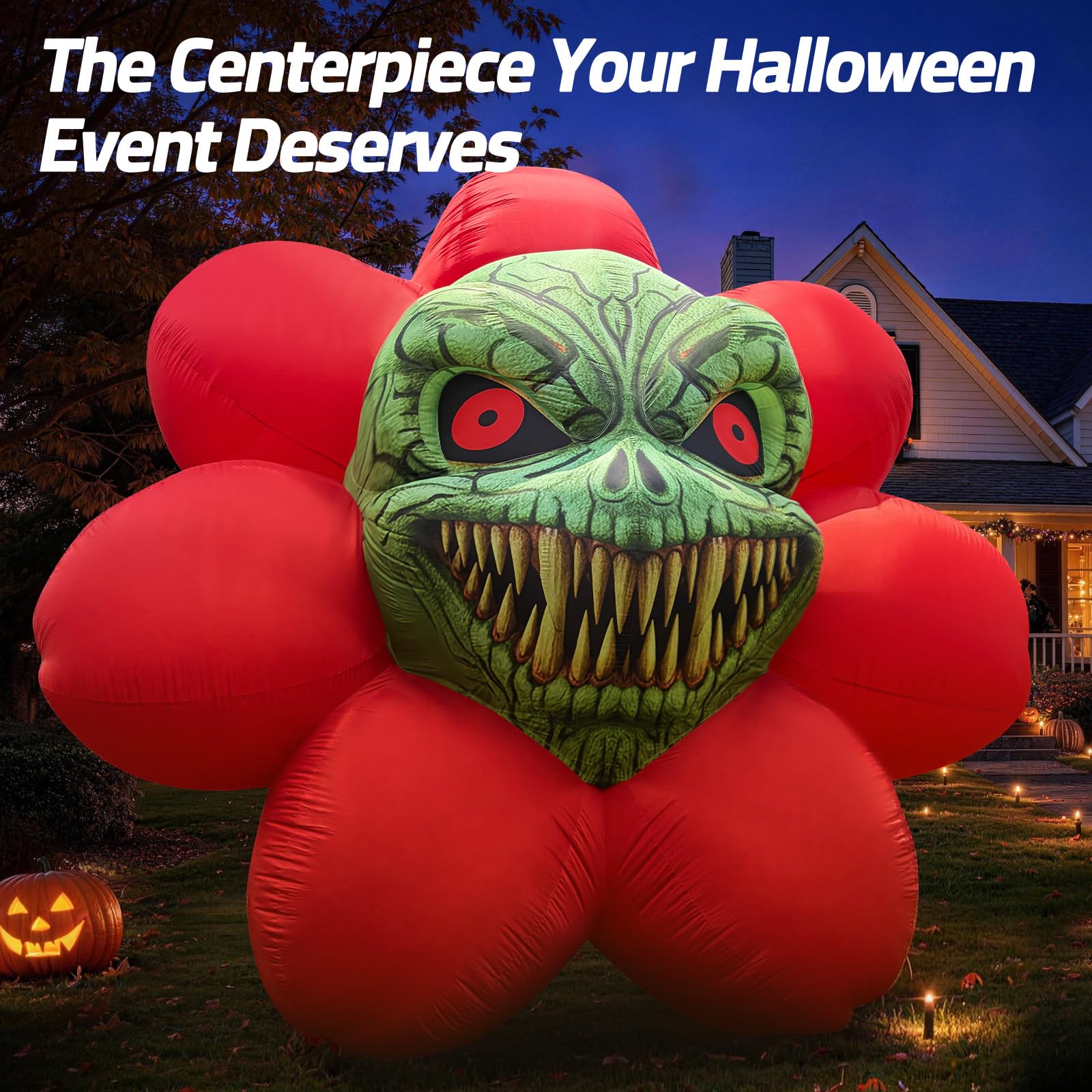 16.4FT Giant Halloween Inflatable Flower Decoration with Blower – Outdoor Halloween Party & Yard Decor