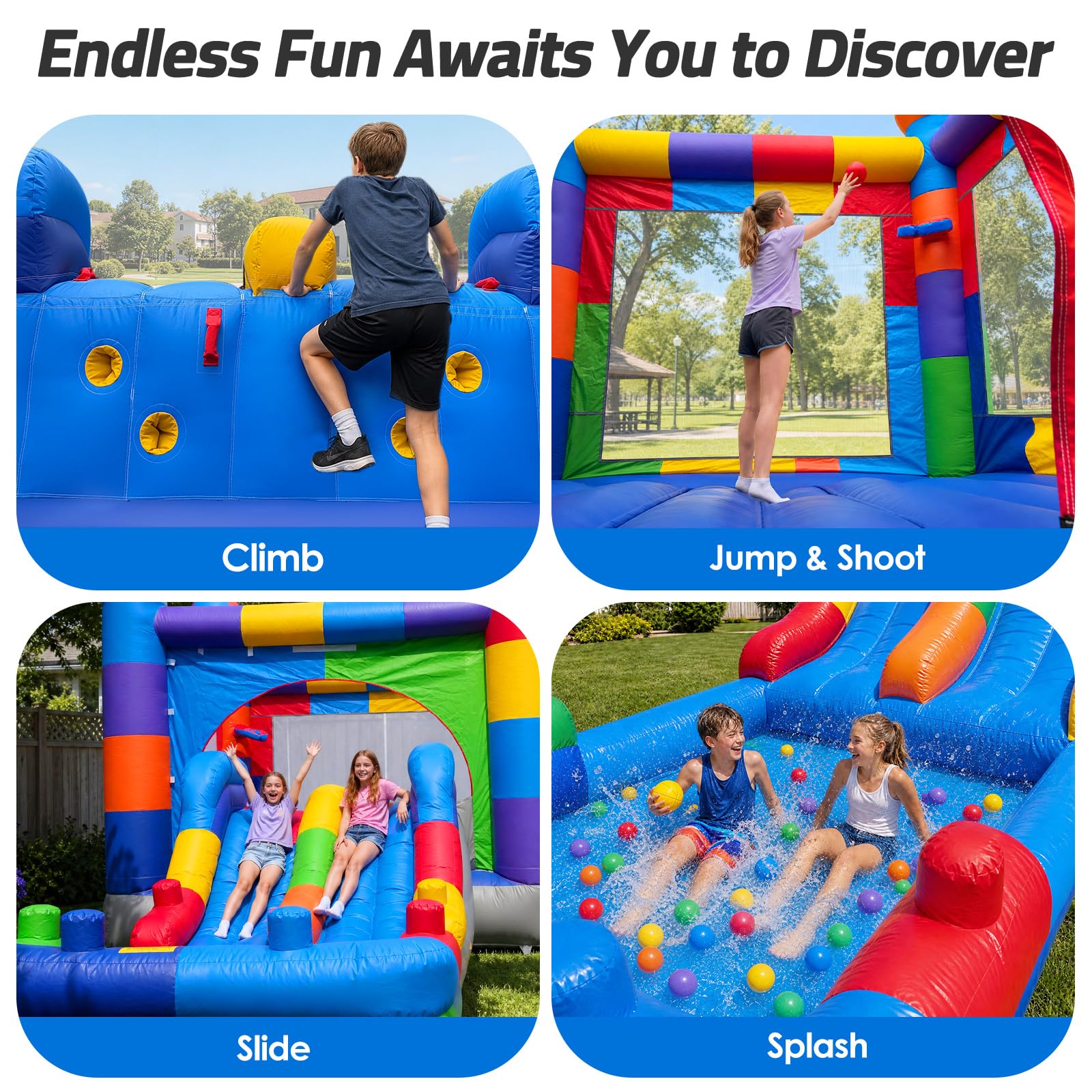 Inflatable Bounce House 26x13Ft with Dual Water Slides & Splash Pool – Commercial Wet & Dry Jumper for Events