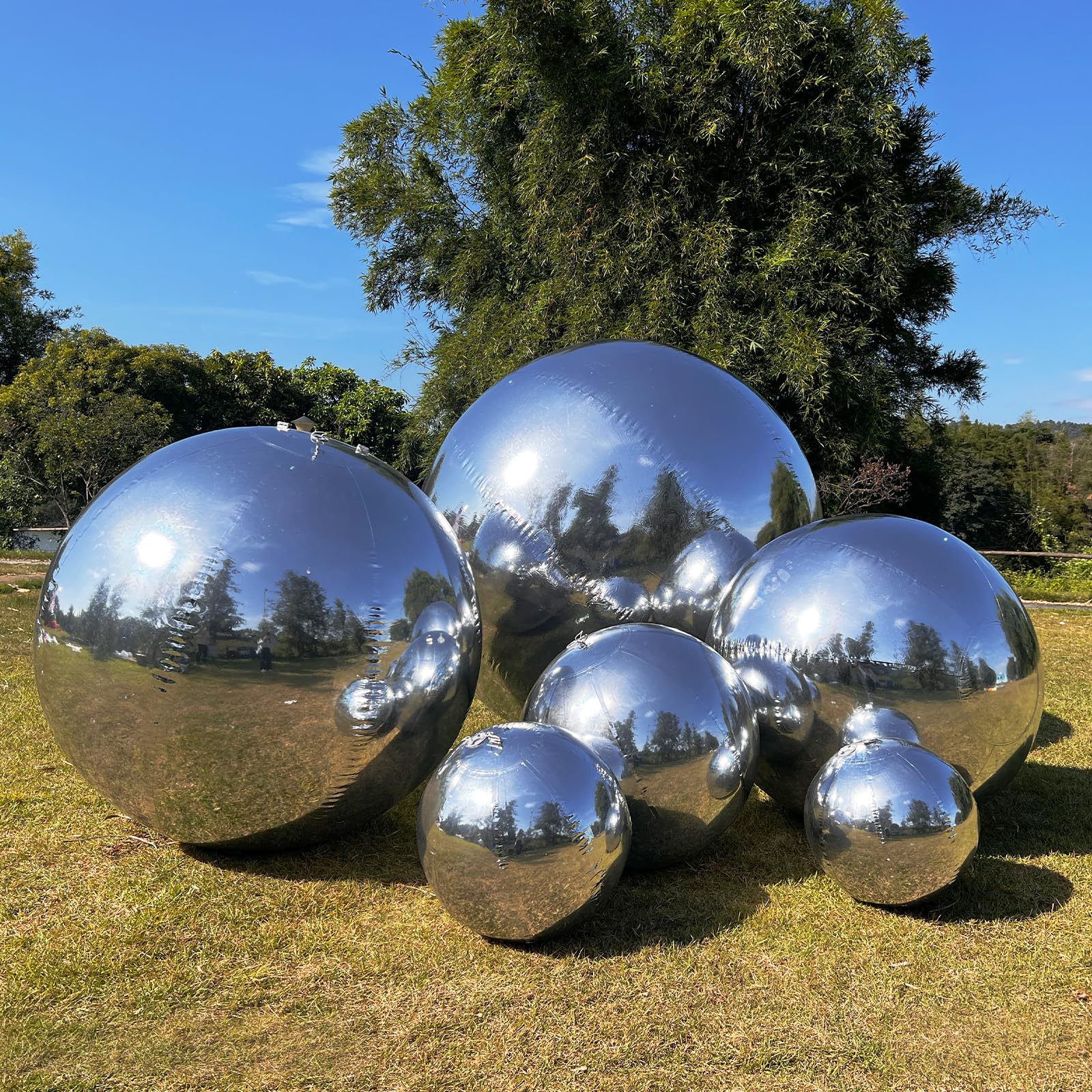 Inflatable Mirror Ball Airtight Big Shiny Balls with Air Pump for Event Decoration - Choose Color & Size