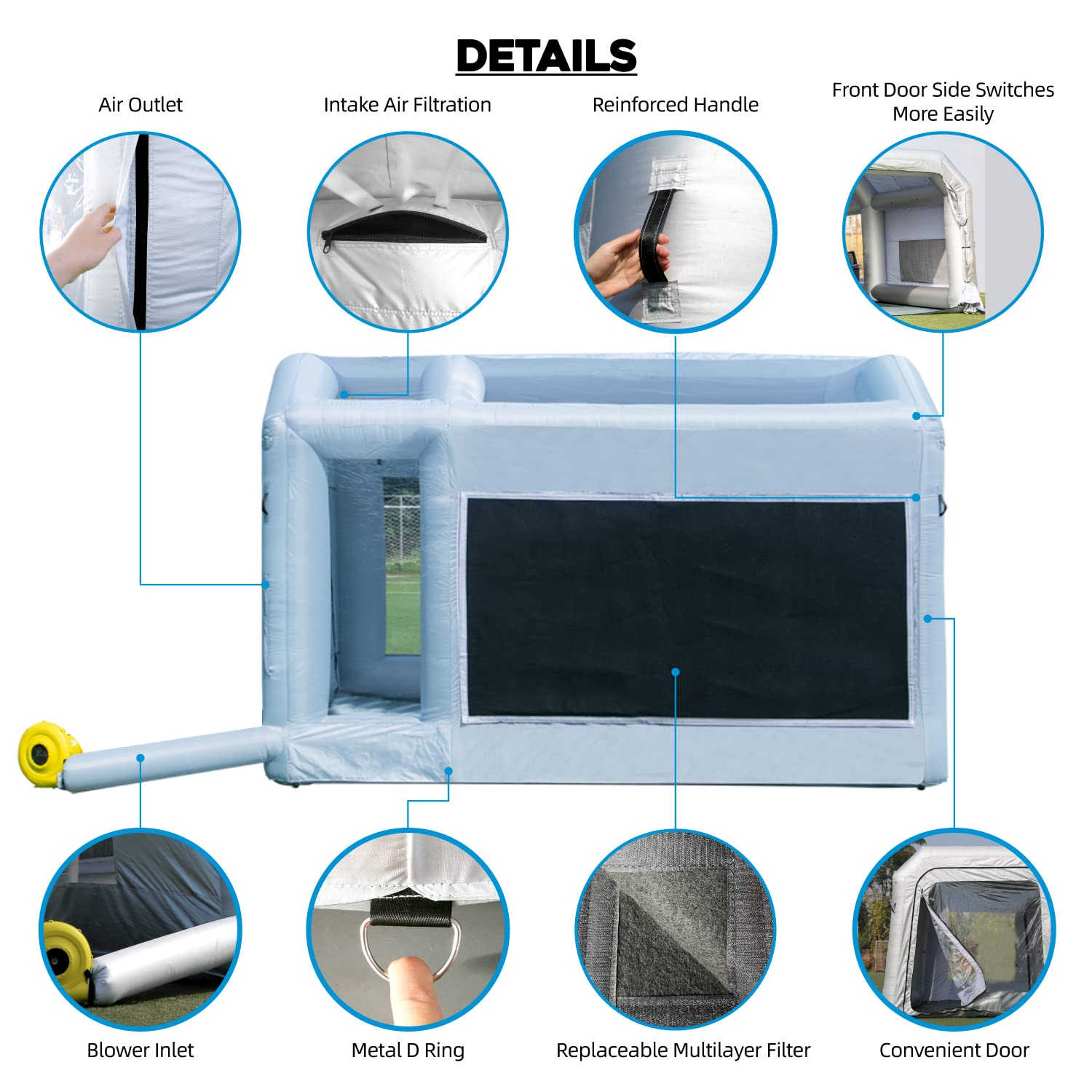 OZIS Inflatable Paint Booth 13X10X8Ft Upgrade Larger Filter System with 950W Blower, Inflatable Paint Spray Booth Larger Space No Tool Room, Portable Airbrush Painting Tent Workstation