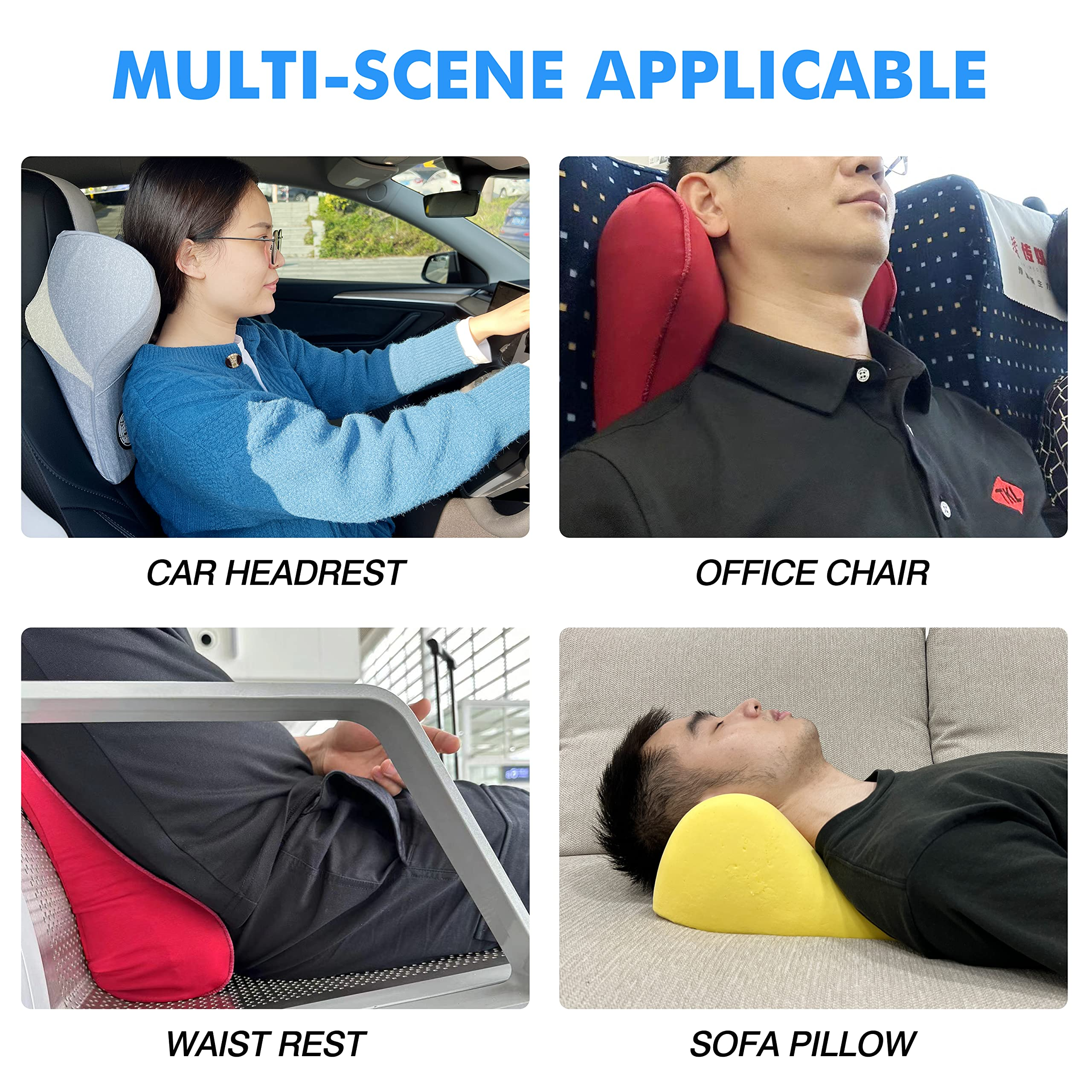 TKLoop Car Neck Support Pillow Grey for Neck Pain Relief When Driving,Headrest Pillow for Car Seat with Soft Memory Foam