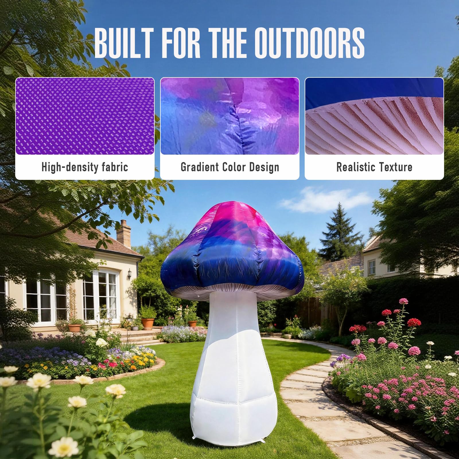 6 FT LED Inflatable Mushroom with Built‑in Fan, Light Strip & Remote Control