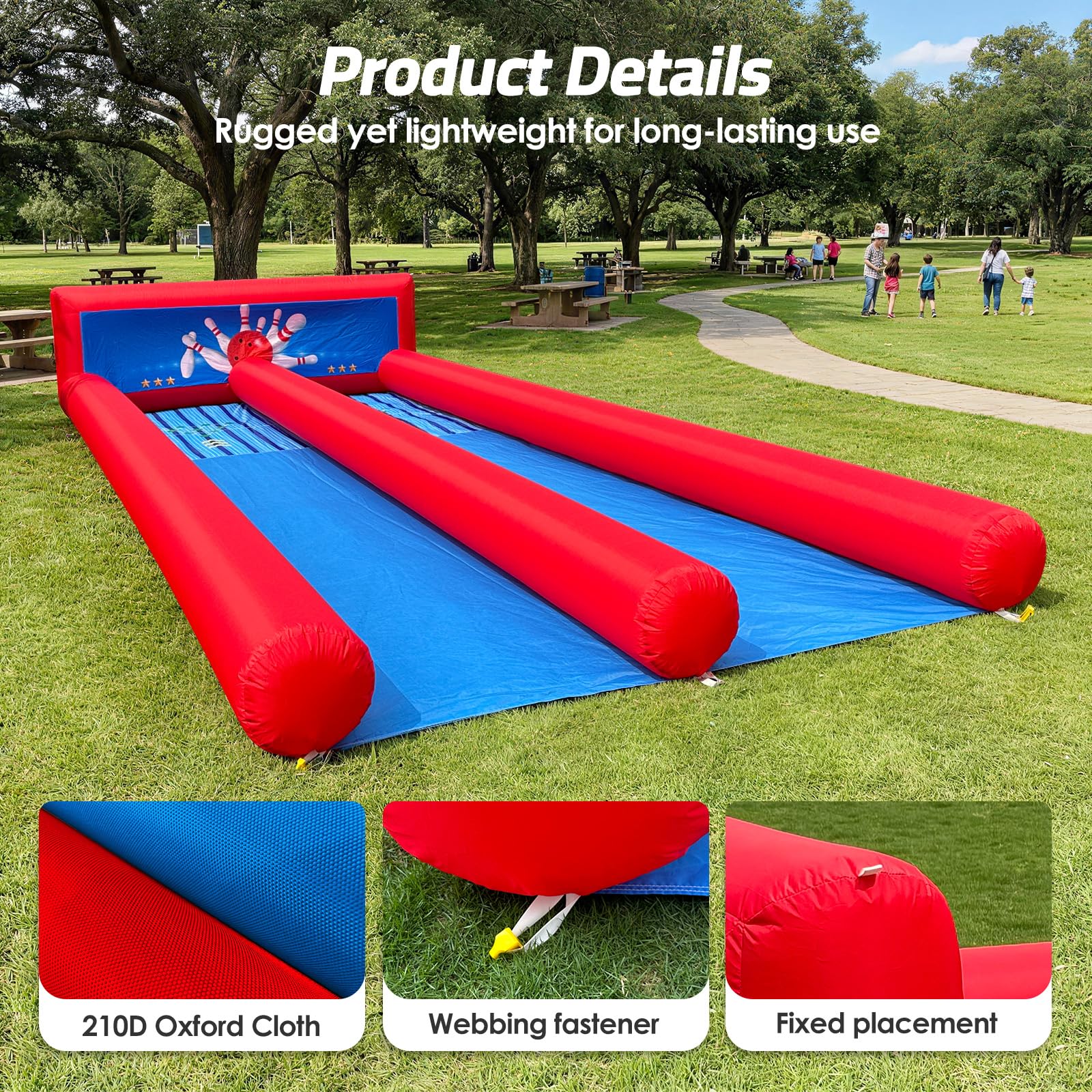 Giant 2-Lane Inflatable Bowling Alley Game 26x11Ft with Blower, Ball & Pin Sets for Carnival Party Events