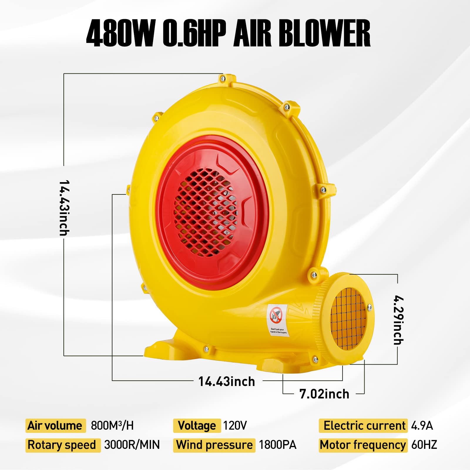 480W Air Blower, Pump Fan Commercial Inflatable Bouncer Blower, Perfect for Inflatable Movie Screen, Inflatable Paint Booth, Inflatable Bounce House, Jumper, Bouncy Castle