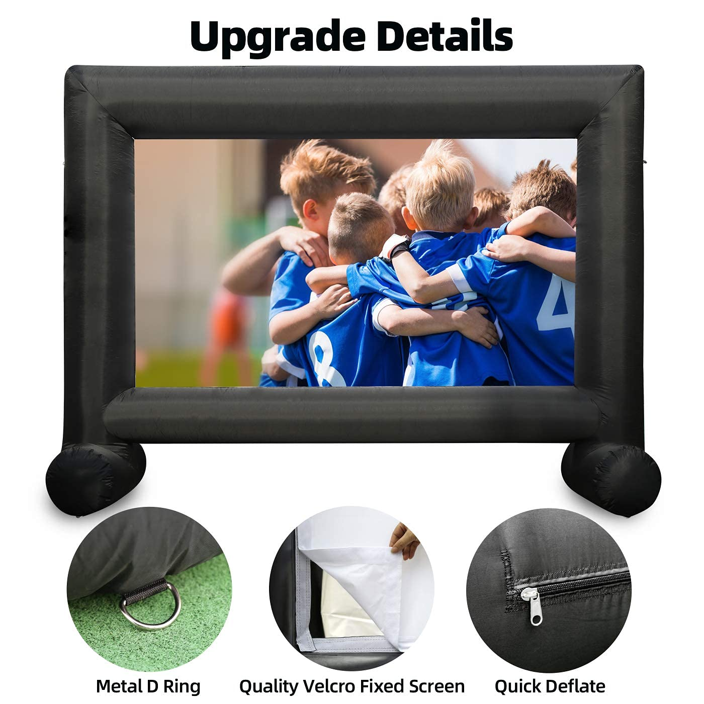 TKLoop 16Ft Inflatable Movie Screen Supports Front Rear Projection, Indoor and Outdoor Blow Up Theater Projector Screen Includes Built-in Fan, Tie-Downs and Storage Bag