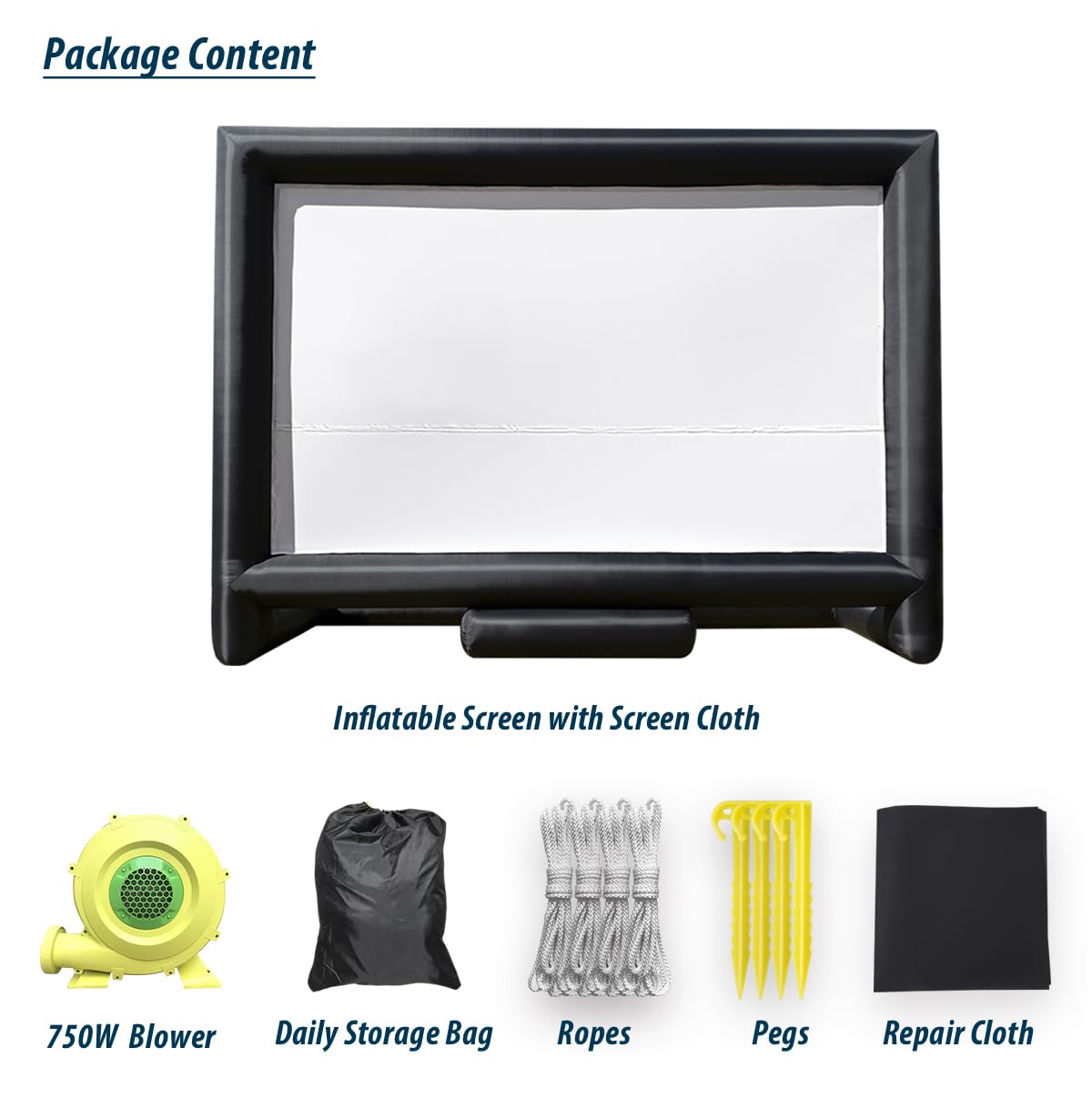 Sewinfla 33Ft Giant Inflatable Movie Screen with Blower - Front and Rear Projection - Blow Up Outdoor and Indoor Projector Screen for Party, Easy to Set Up