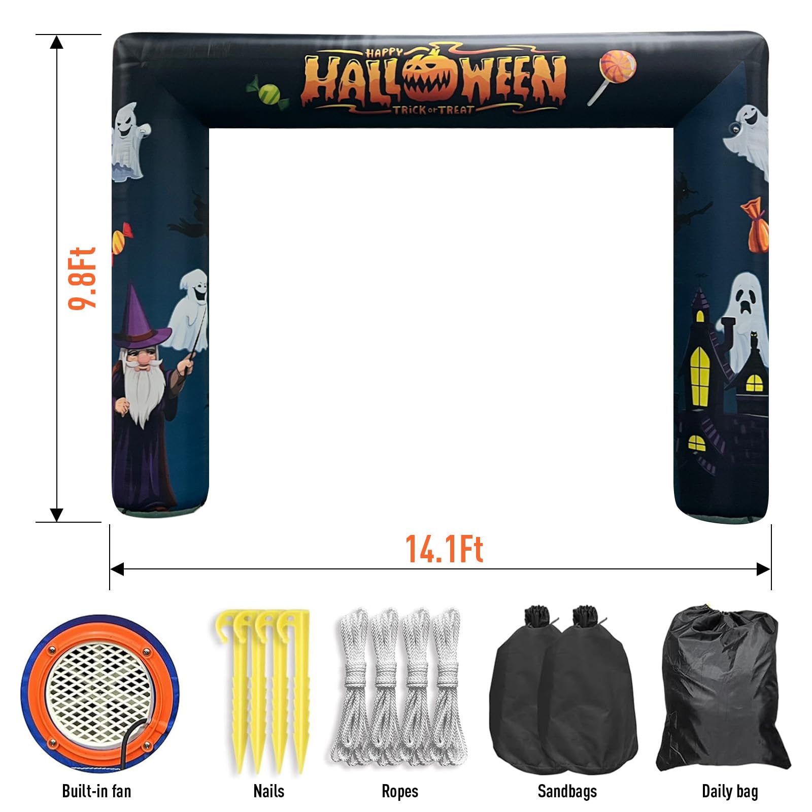 Halloween Inflatable Arch 14x10Ft Inflatables Outdoor Halloween Decoration with Blower