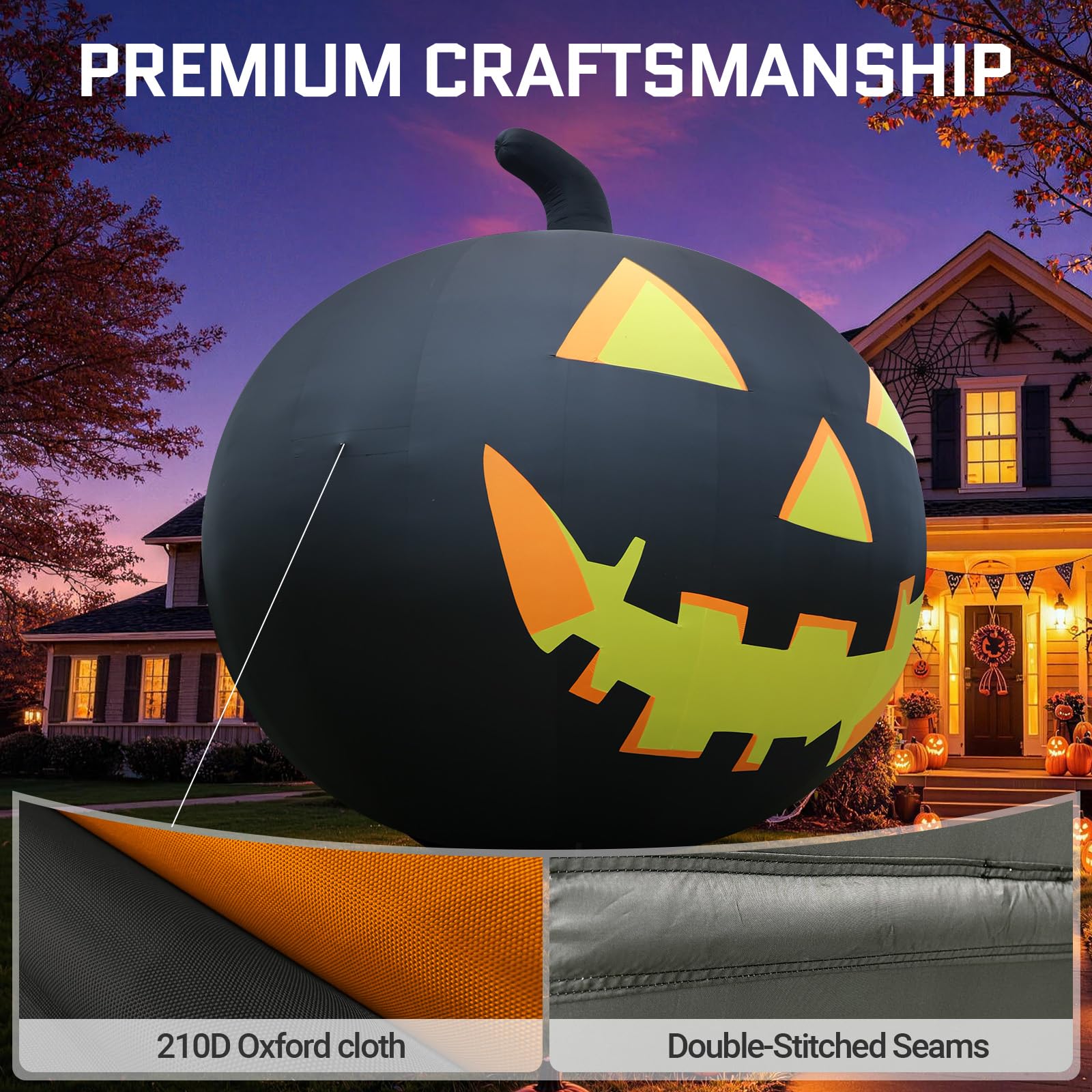 26Ft Inflatable Halloween Pumpkin with Blower – Haunted Giant Outdoor Yard Decoration