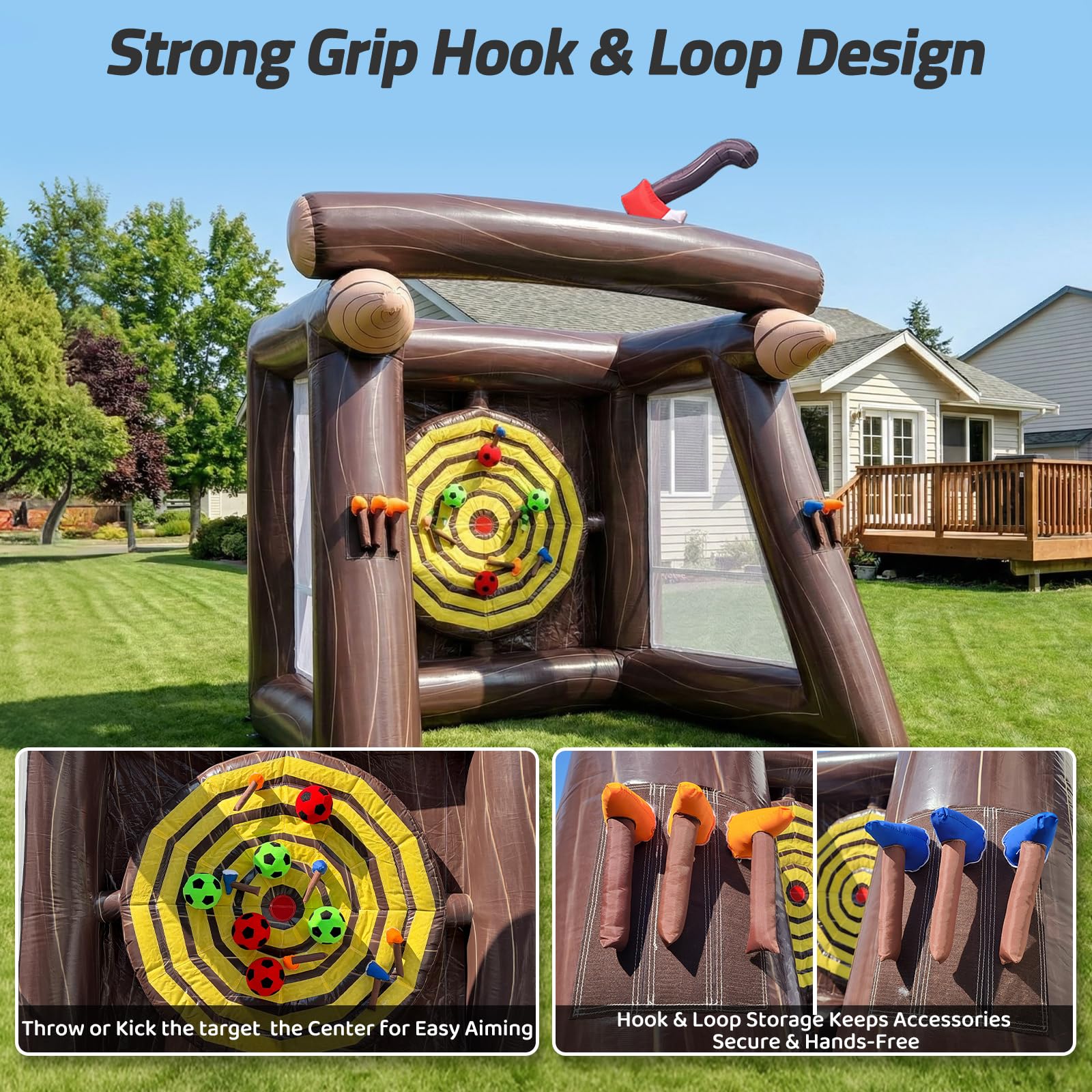 PVC Inflatable Axe Throwing Target Dart Board 12x10x14.5Ft Ball Toss Game with 8 Axes + 6 Balls