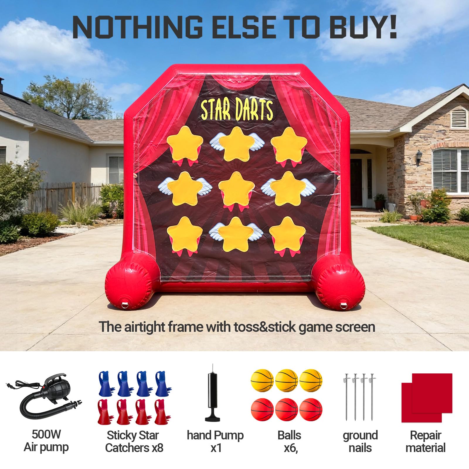 2-in-1 Inflatable Carnival Game with Scoring Toss & Tic Tac Toe 6Ft– Dual Interactive Party Game
