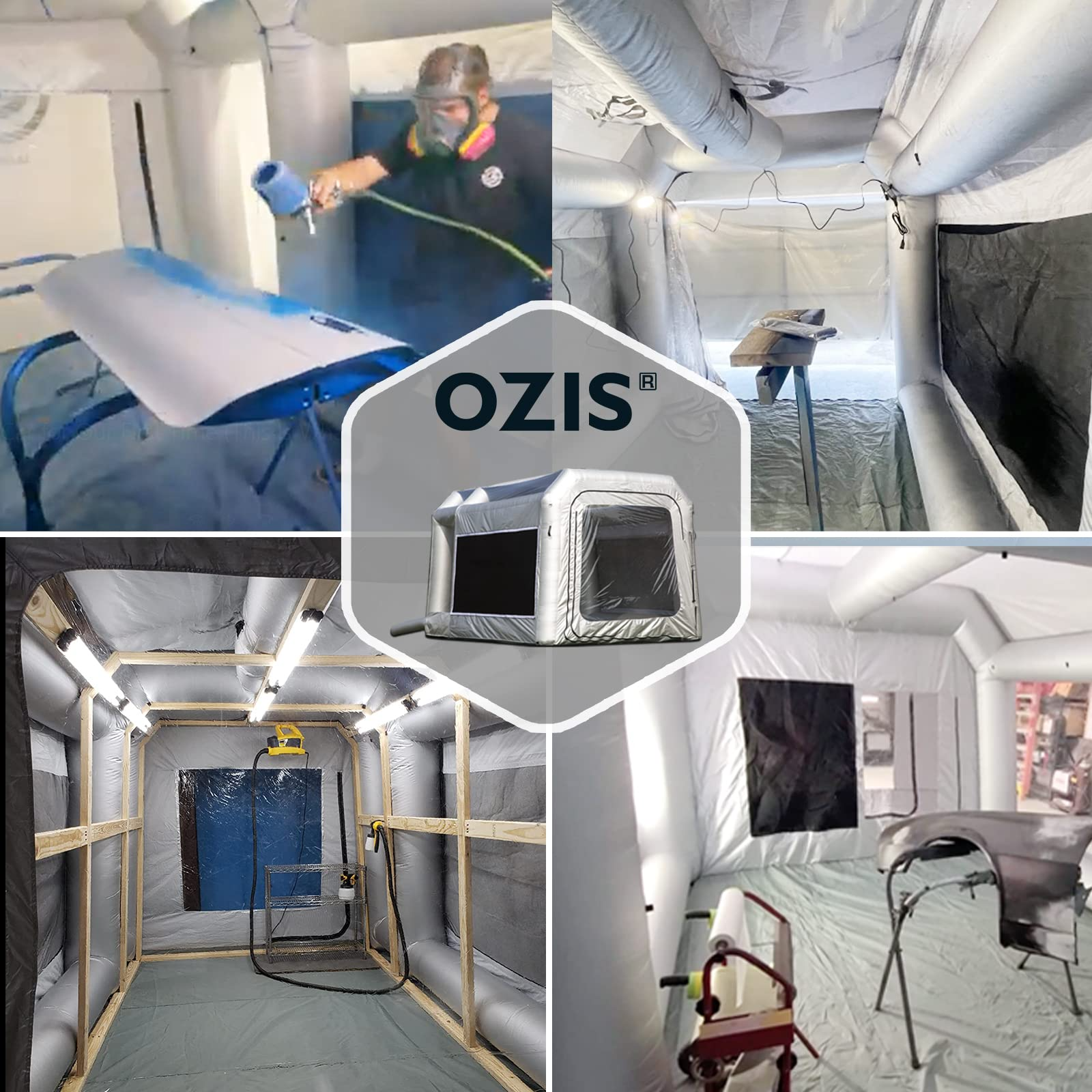 OZIS Inflatable Paint Booth 13X10X8Ft Upgrade Larger Filter System with 950W Blower, Inflatable Paint Spray Booth Larger Space No Tool Room, Portable Airbrush Painting Tent Workstation