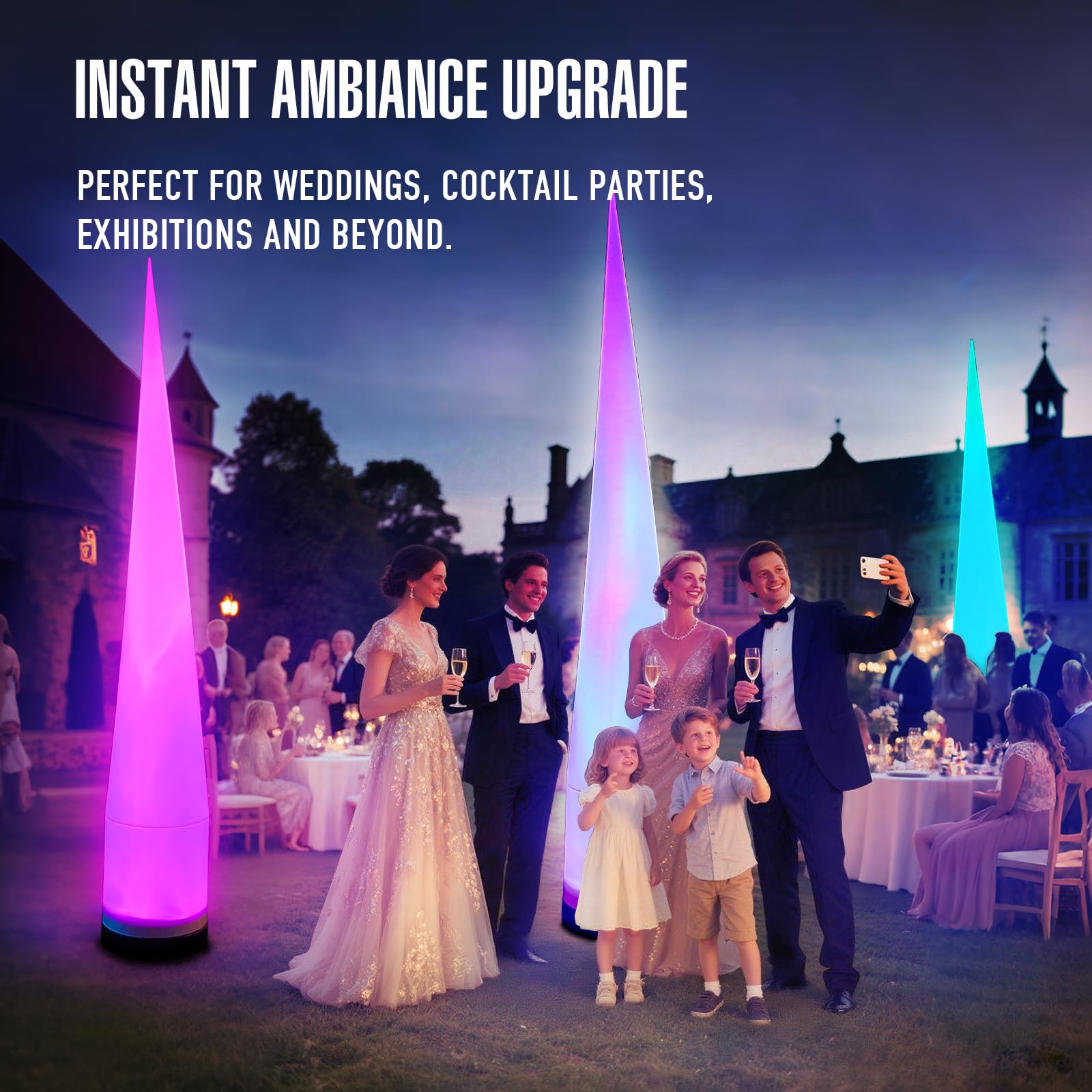 9.8Ft Inflatable Color-Changing Column Decorative Lamp Replaceable Tube Pillar - Straight Tip