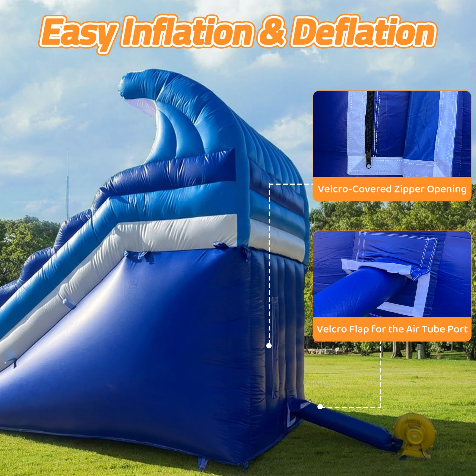 Inflatable Water Slide Commercial Grade PVC with Detachable Slide Climbing Ladder and Pool, Giant Inflatable Wet Dry Use