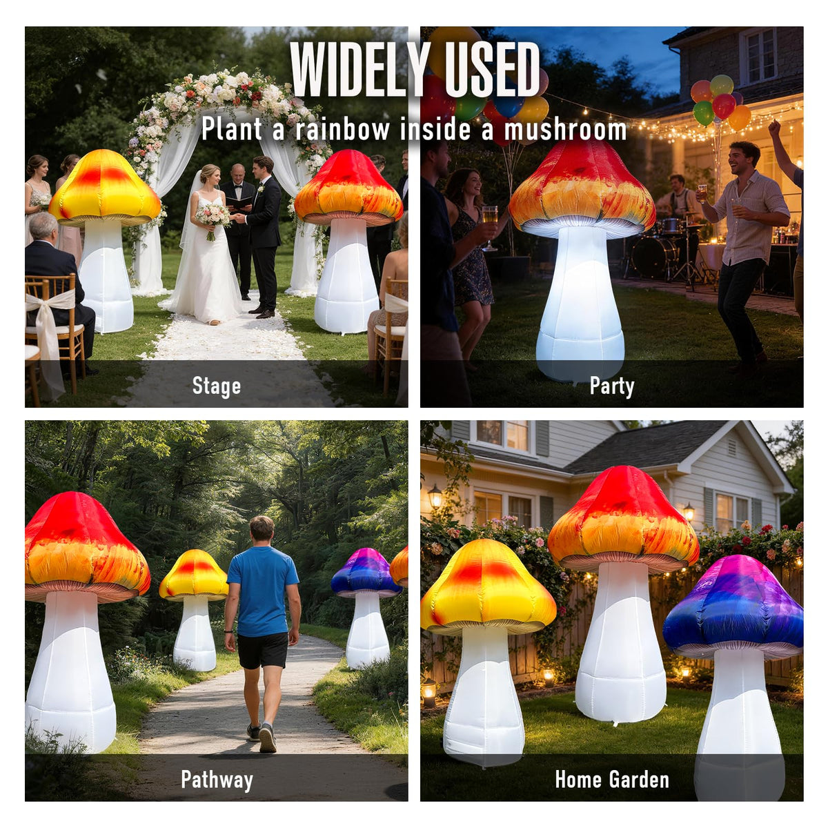 6 FT LED Inflatable Mushroom with Built‑in Fan, Light Strip & Remote Control