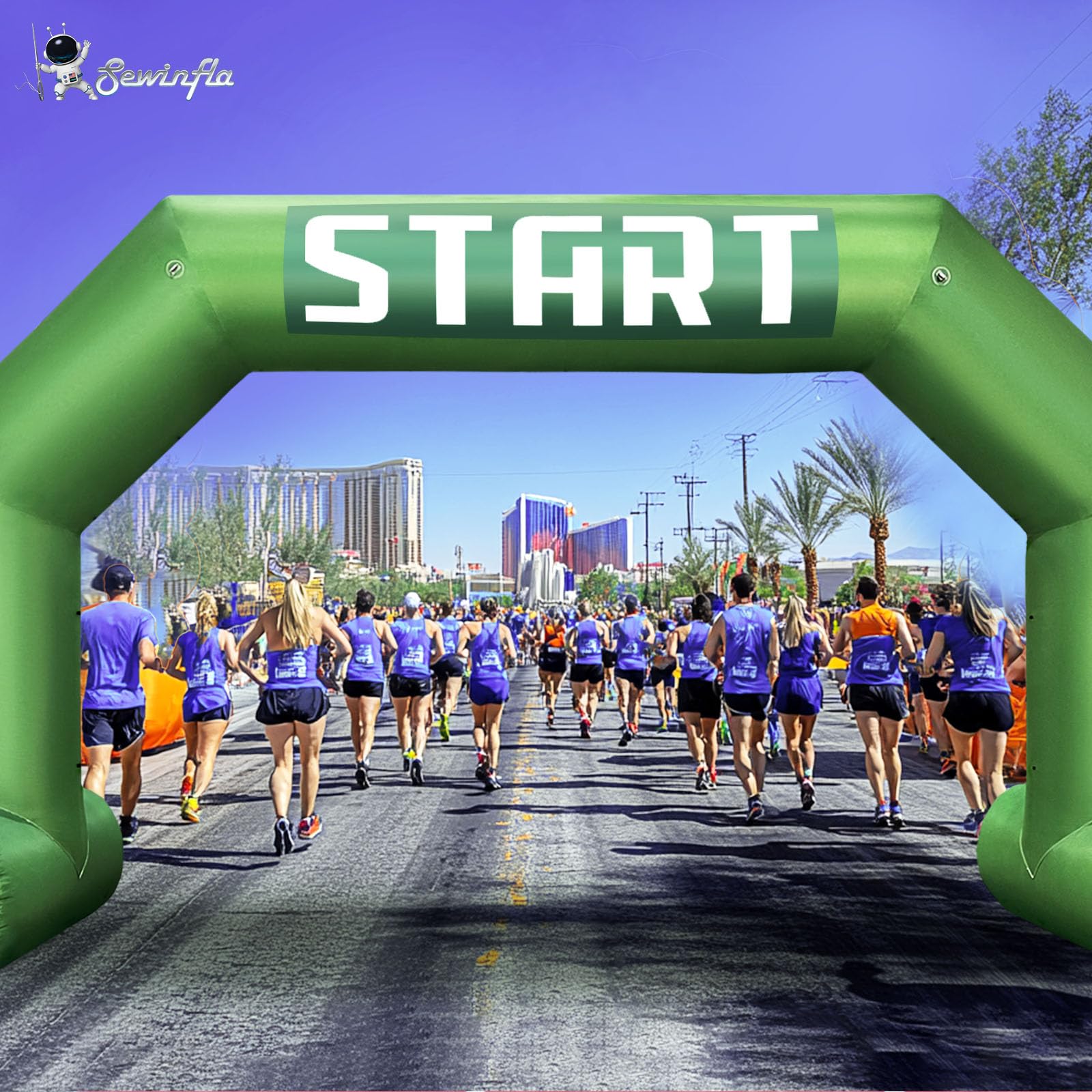 20Ft Inflatable Arch with Start Finish Banner and T-Shaped Base for Races and Events