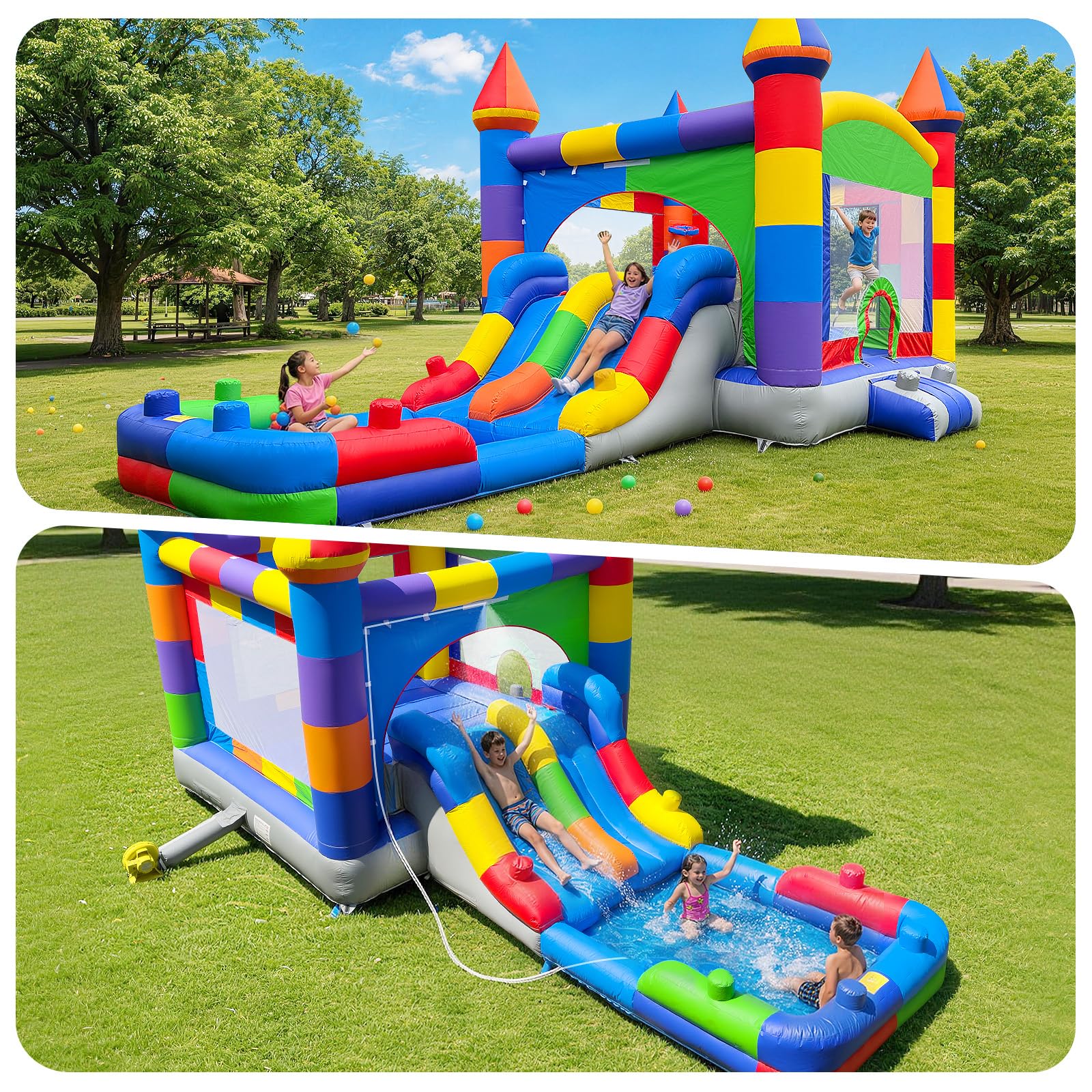 Inflatable Bounce House 26x13Ft with Dual Water Slides & Splash Pool – Commercial Wet & Dry Jumper for Events