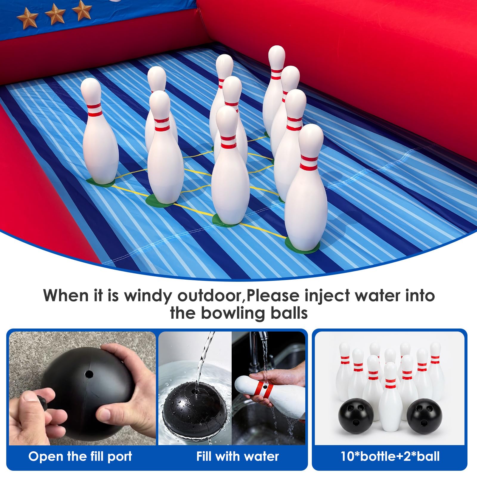 Giant 2-Lane Inflatable Bowling Alley Game 26x11Ft with Blower, Ball & Pin Sets for Carnival Party Events