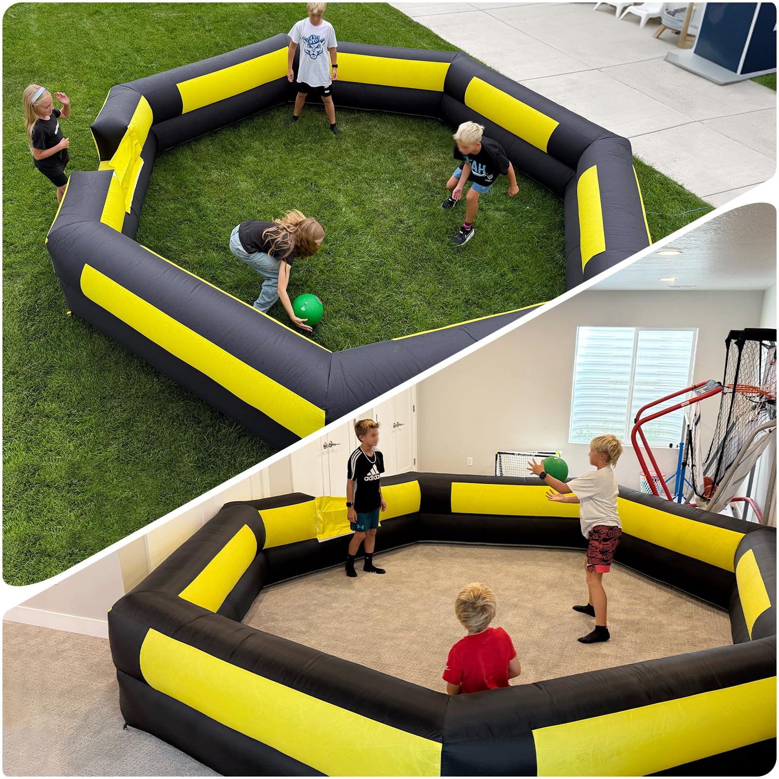 Inflatable Gaga Ball Pit 17FT with Built-in Blower, Portable Large Gaga Ball Pit for Indoor & Outdoor Activities