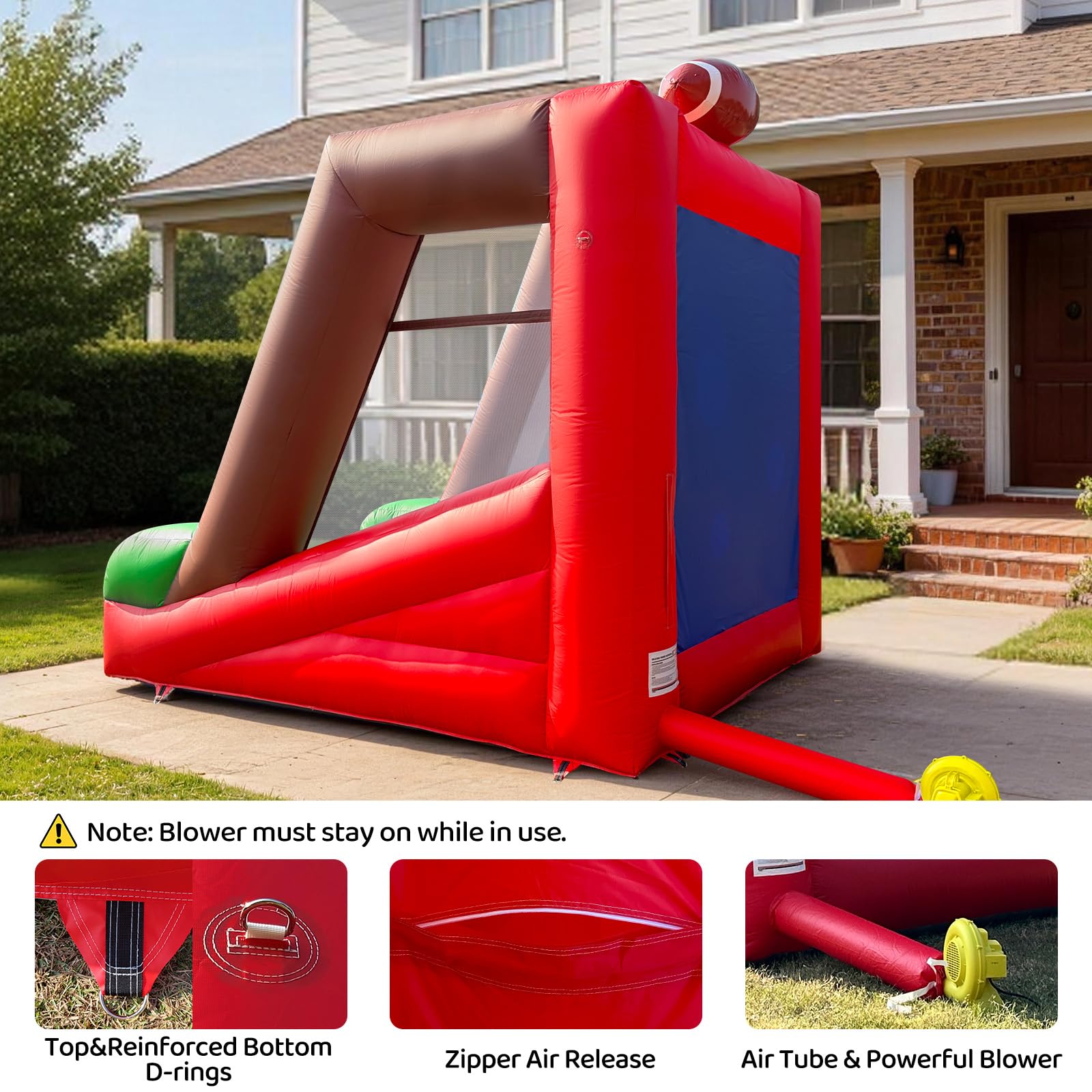 PVC Inflatable Football Toss Game 12Ft with 2 Balls and Blower for Parties and Rentals