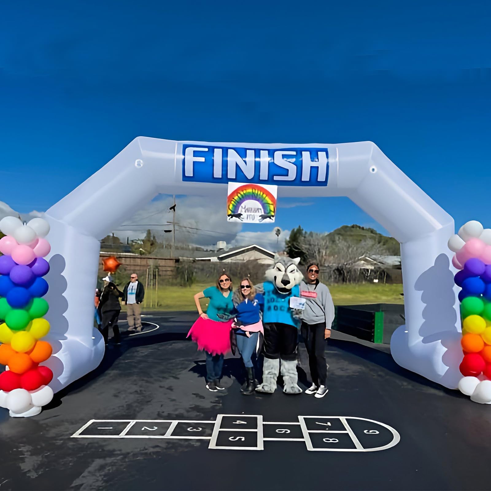 20Ft Inflatable Arch with Start Finish Banner and T-Shaped Base for Races and Events