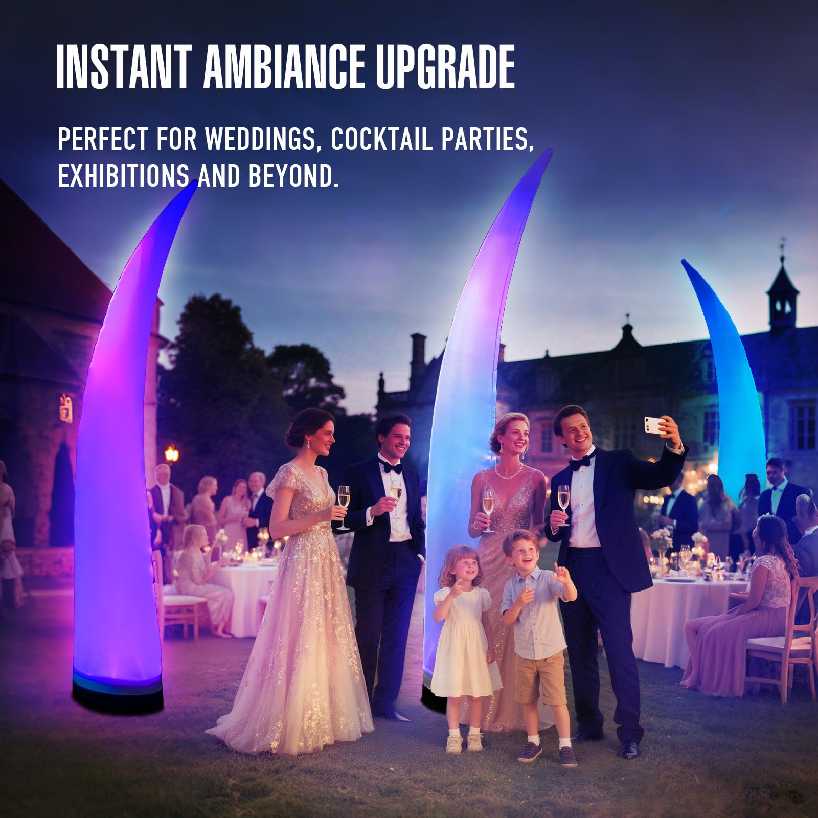 9.8Ft Inflatable Color-Changing Column Decorative Lamp Replaceable Tube Pillar - Bend Tip