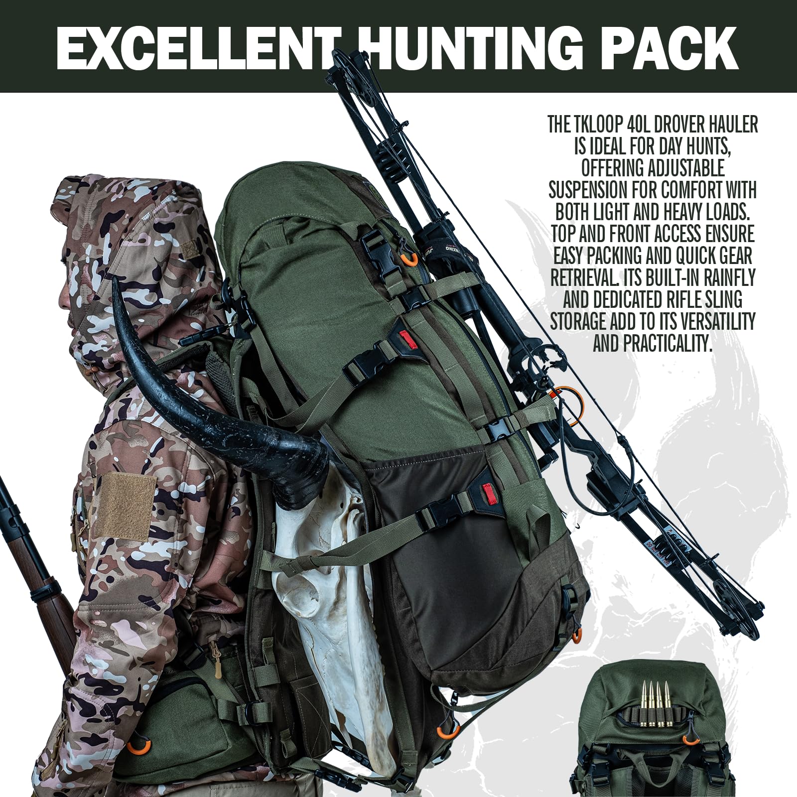 40L Hunting Backpack with Rain Cover