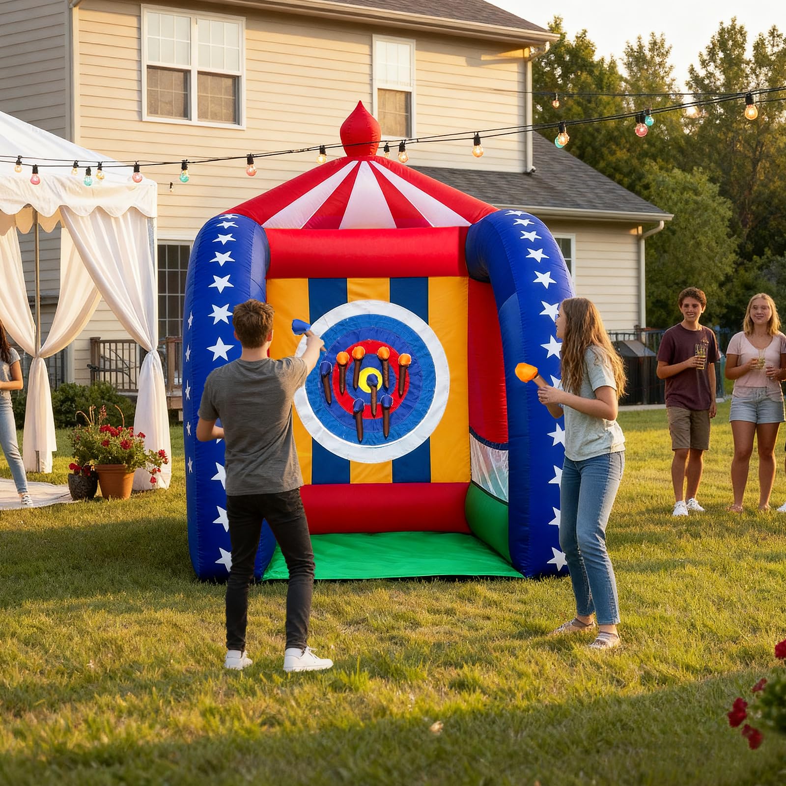 Inflatable Axe Throwing Game 6.5x6.5x9FT with Blower – Axe Toss Target for Carnival Games, Events