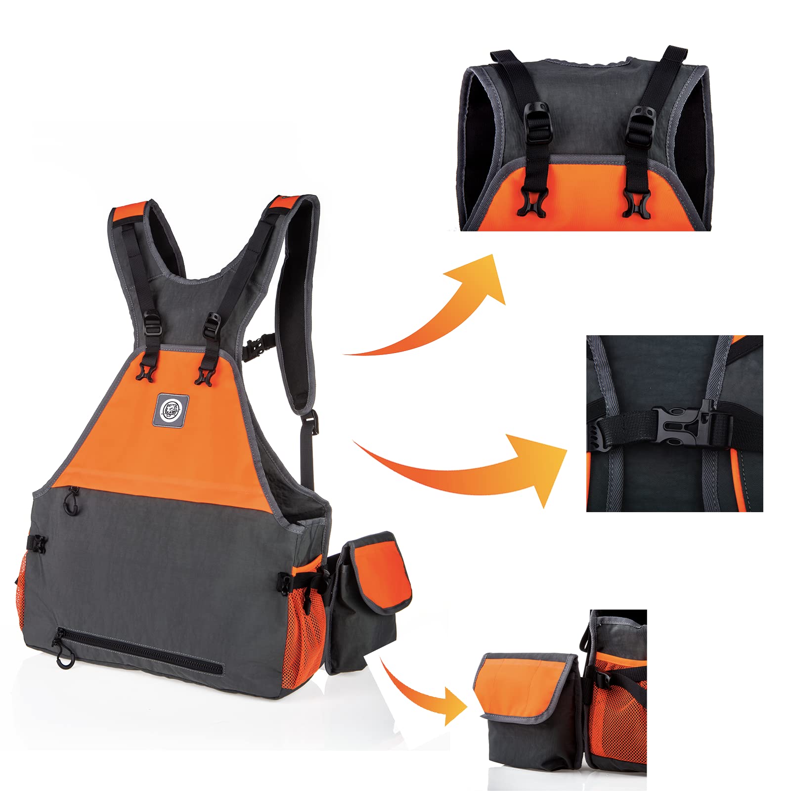 Upland Hunting Vest Adjustable Lightweight Pheasant Hunting Strap Vest Grey