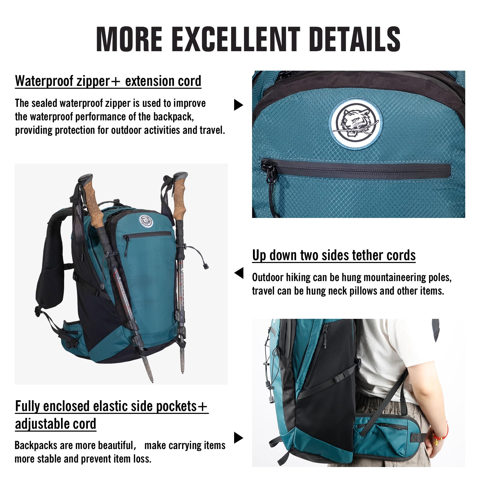 24L Travel Backpack with 17 Inch Laptop Sleeve Waterproof Daypack