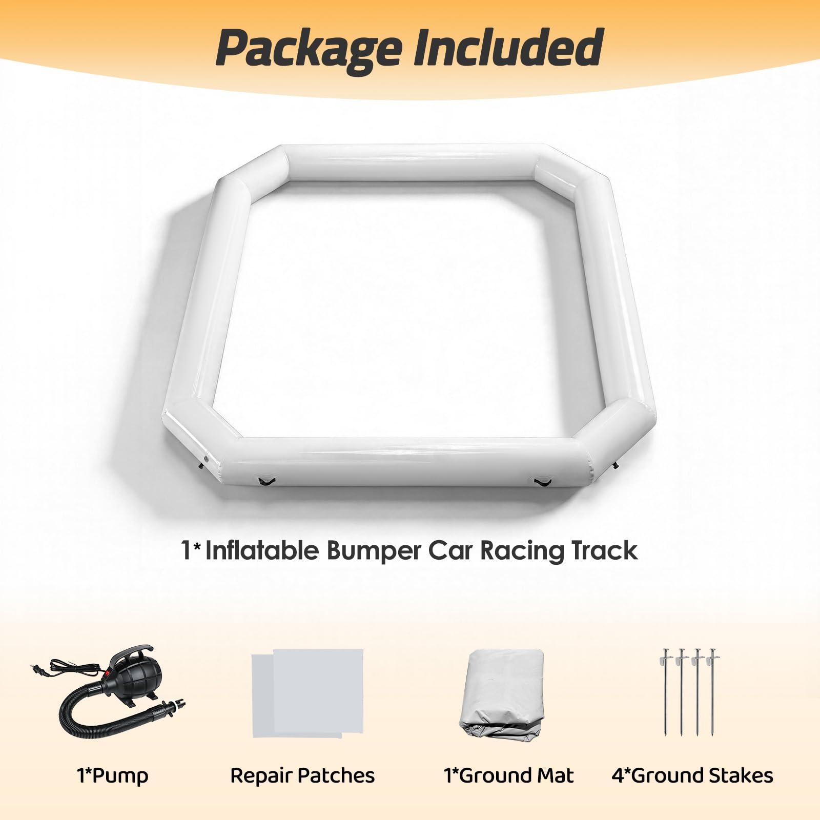 Inflatable Bumper Car Racing Track 12.5x12.5Ft – Portable Bumper Car Arena for Kids & Events