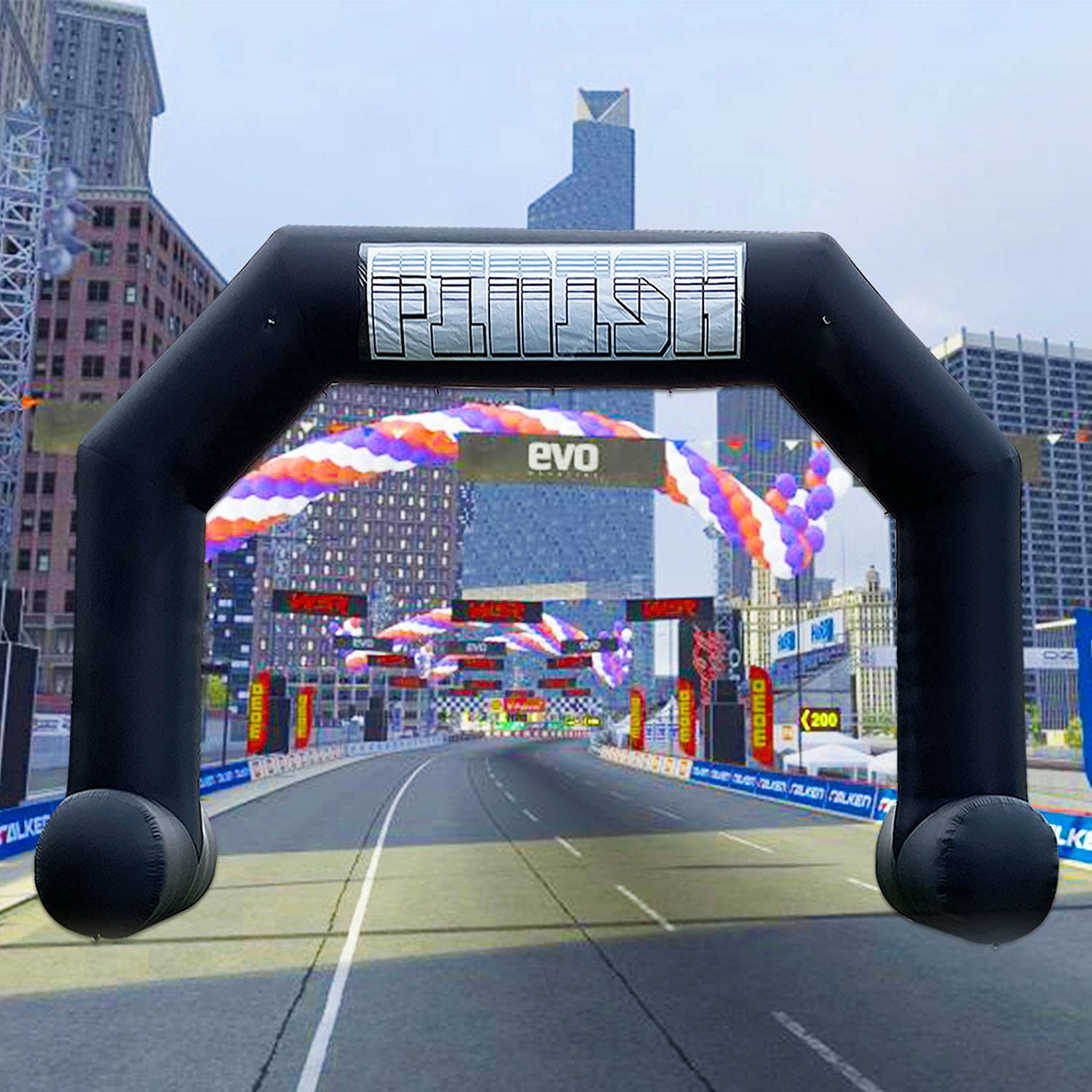 Sewinfla 20ft Inflatable Arch with Start Finish Line Banners and 240W Blower, Hexagon Inflatable Archway for Run Race Marathon Outdoor Advertising Commerce