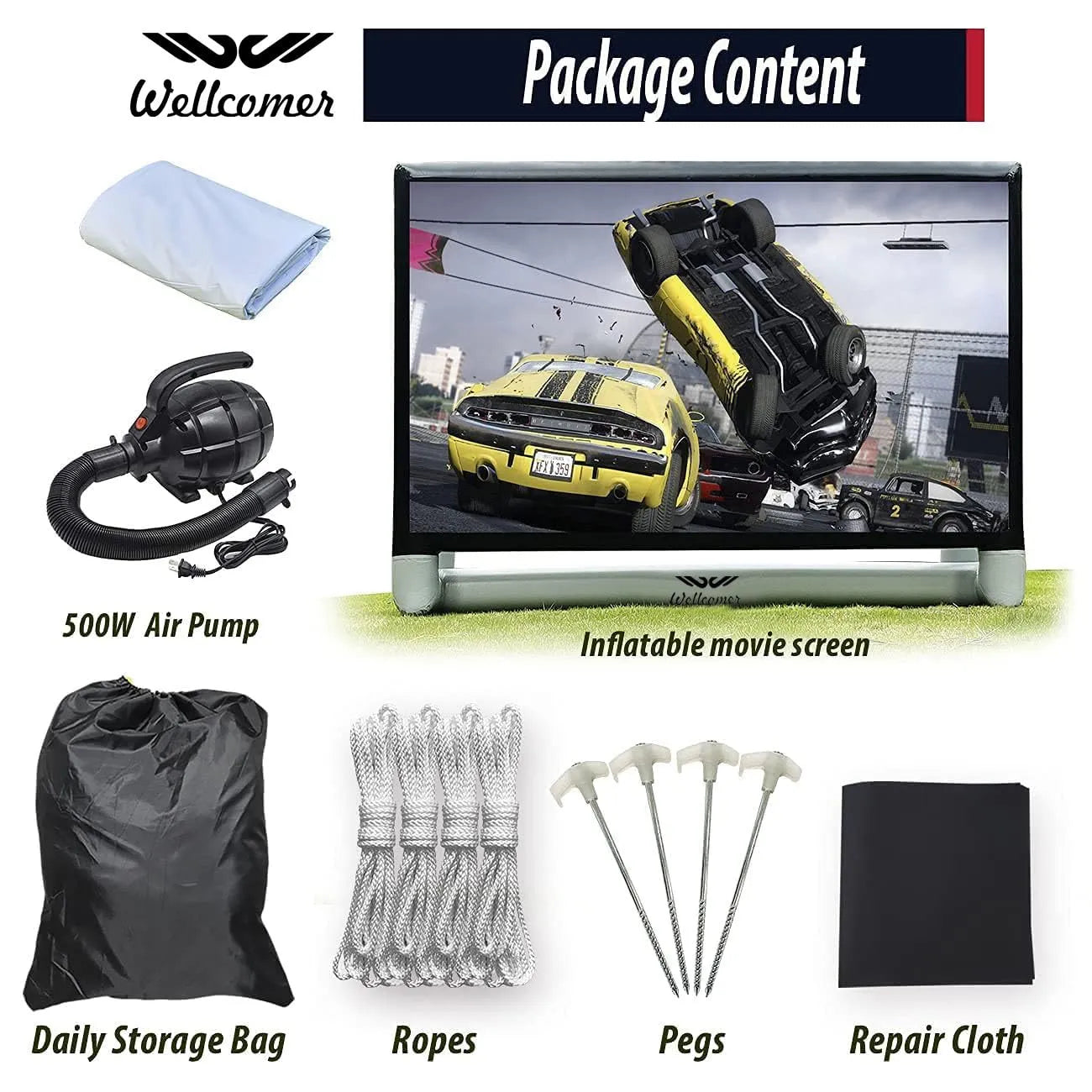Upgraded Airtight Inflatable Movie Projector Screen 13Ft - No Need to Keep Inflating - Supports Front and Rear Projection