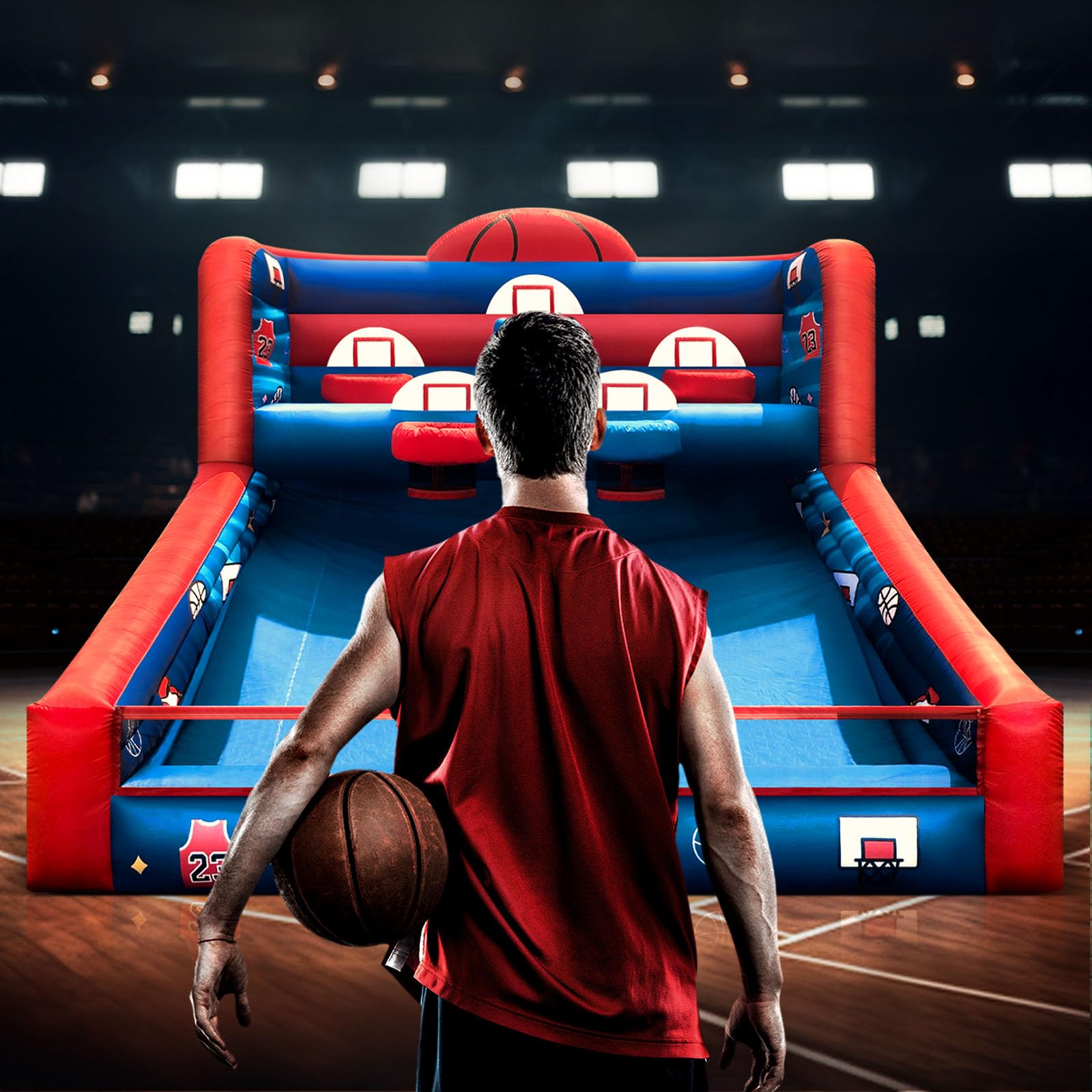 Inflatable Basketball Hoop Set with Balls & Blower - Indoor/Outdoor Party Game