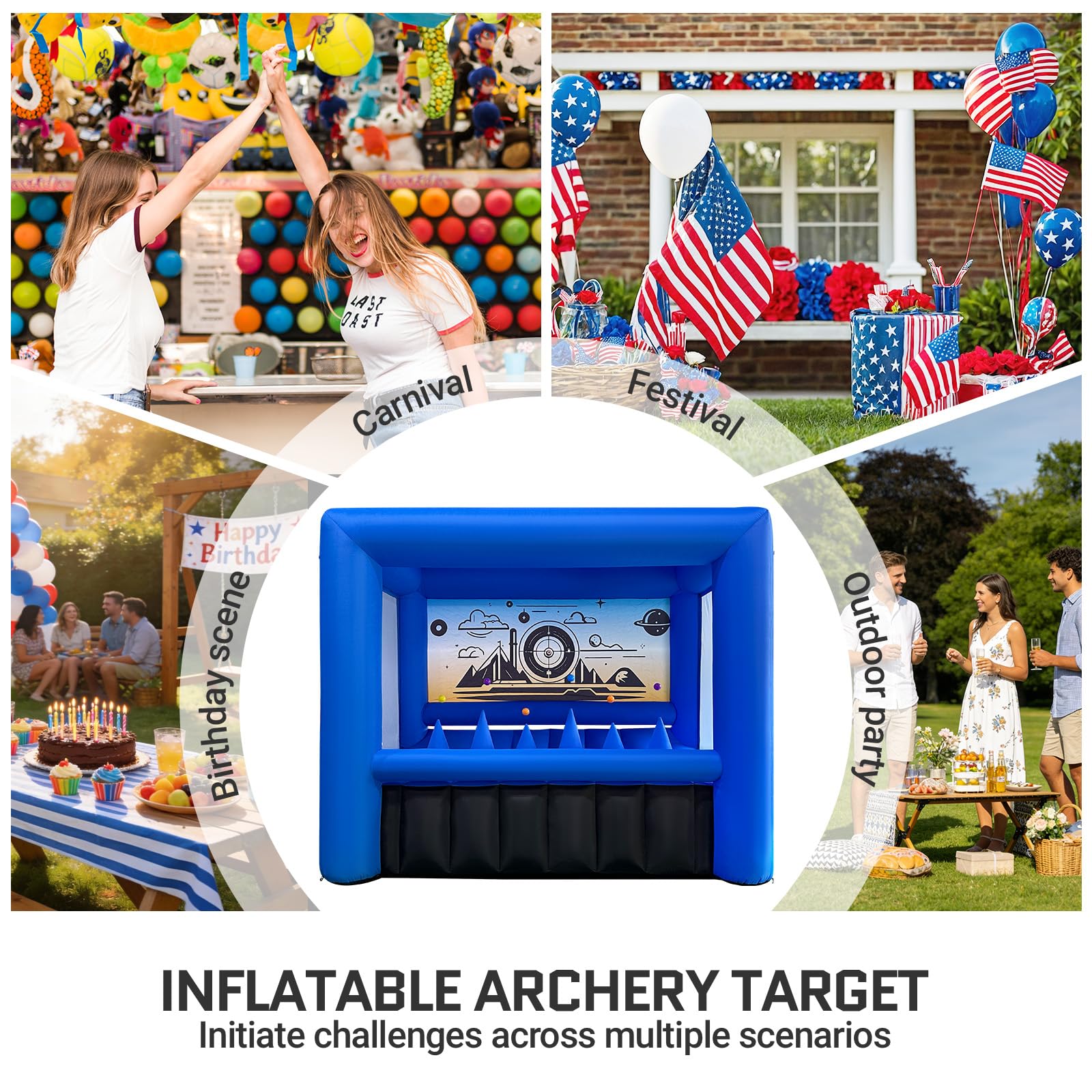 Inflatable Archery Target 10x6x8Ft - Floating Ball Shooting Interactive Games with 2 Longbows