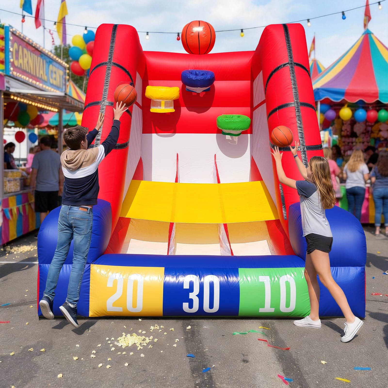 PVC Inflatable Basketball Game 12Ft with 3 Balls and Blower for Parties and Rentals