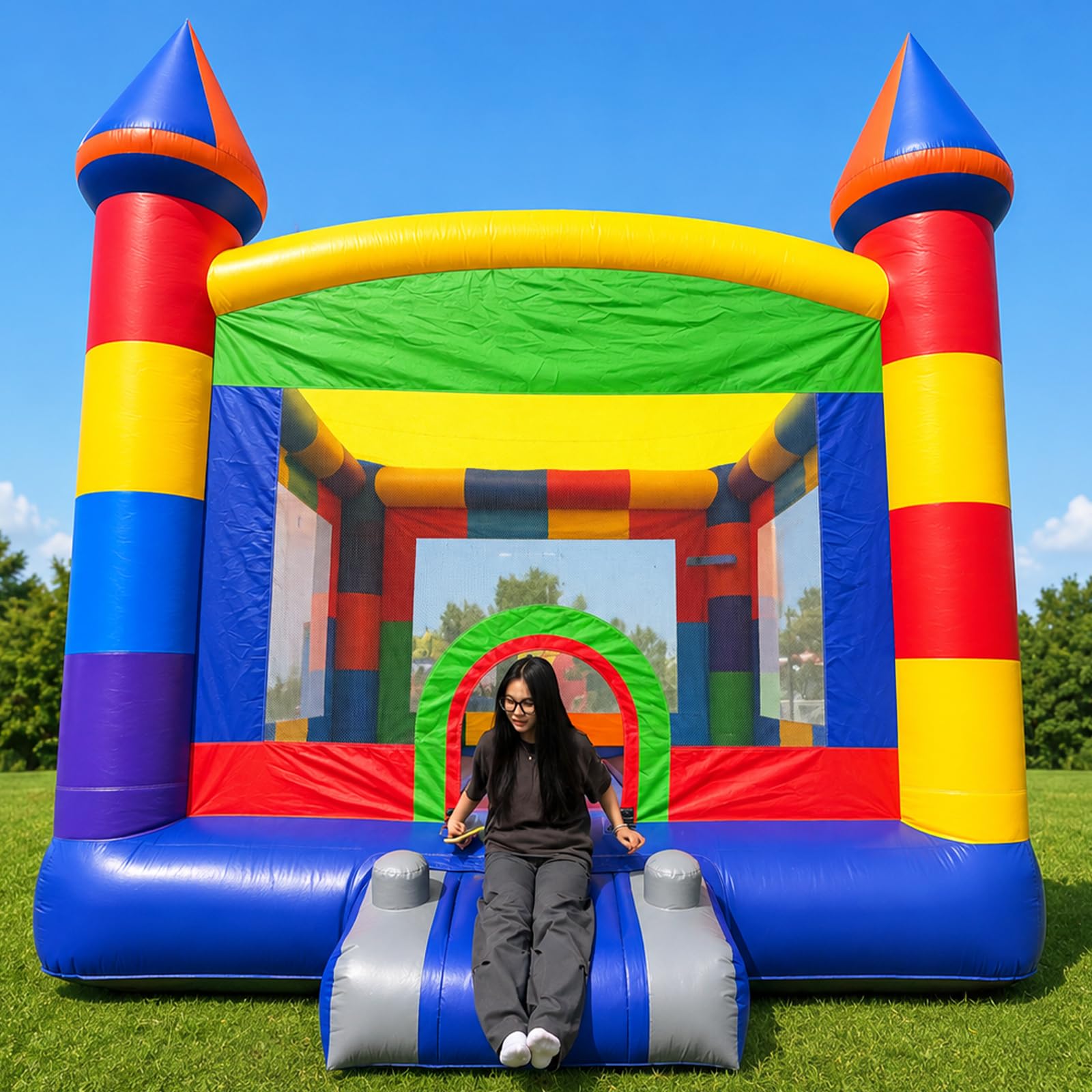 Inflatable Bounce House 13x12.5Ft with Basketball Hoop – Commercial PVC Bouncy Castle for Parties & Events
