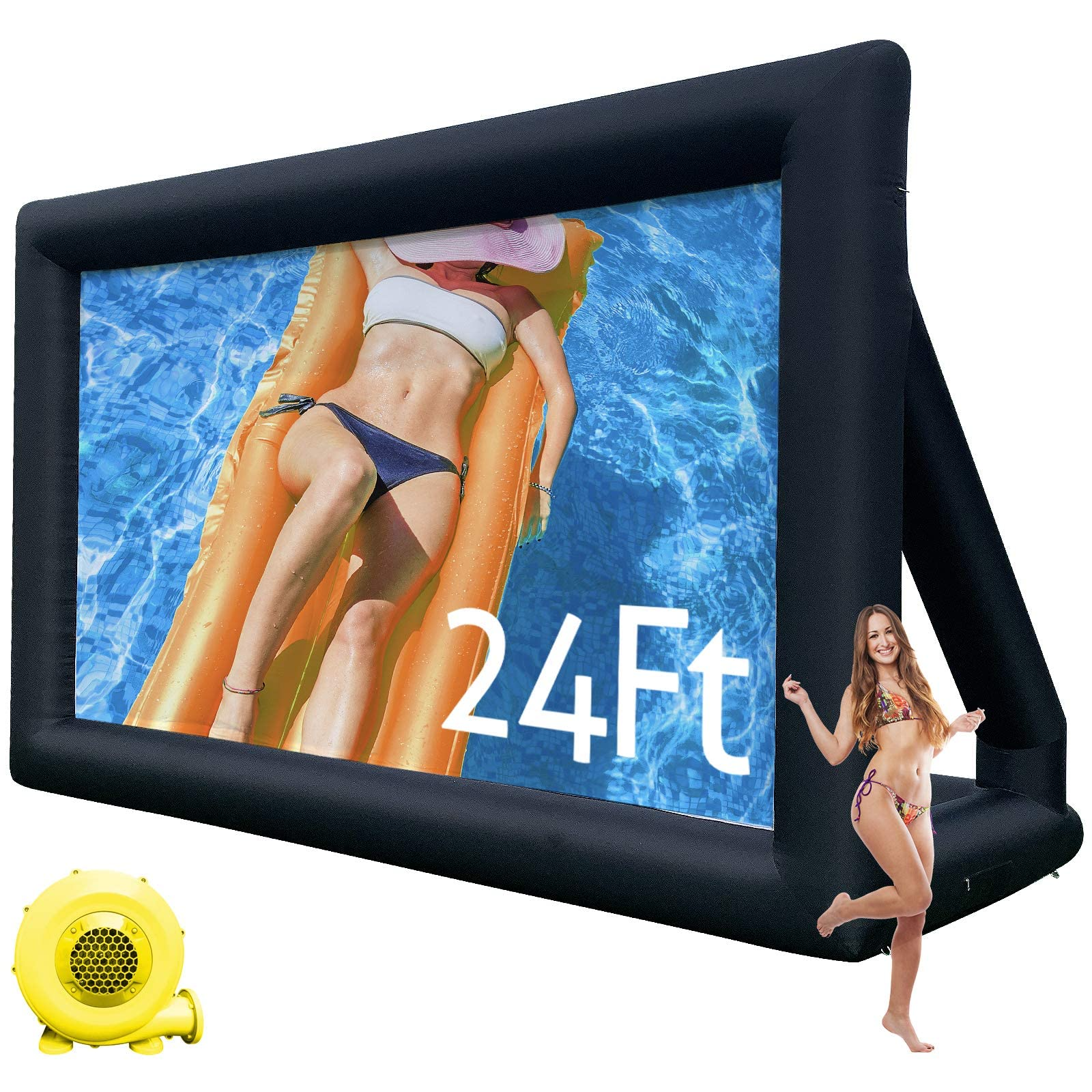 TKLoop 24 Feet Inflatable Movie Screen Indoor and Outdoor, Blow Up Projector Screen - Includes Inflation Fan, Tie-Downs and Storage Bag