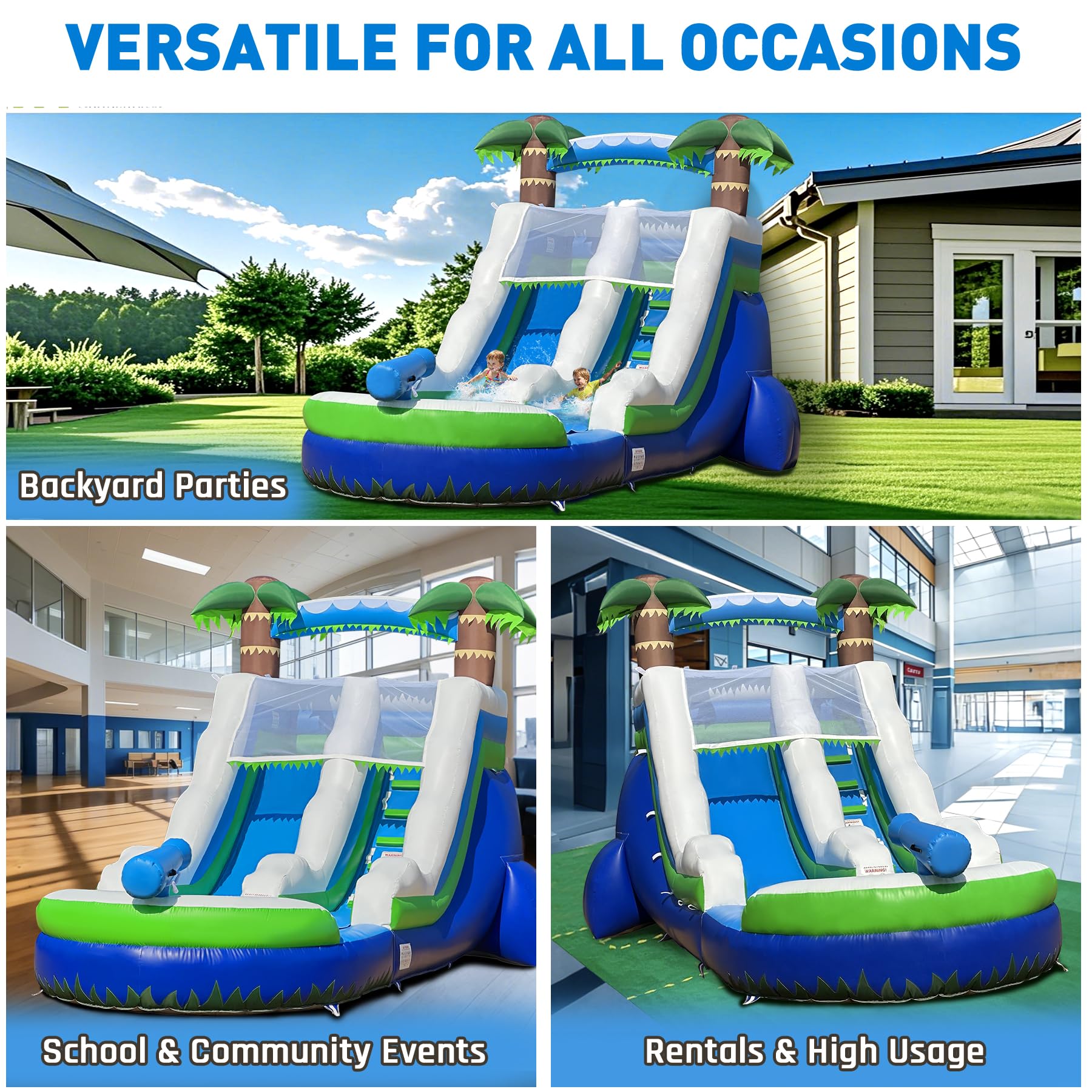 Inflatable Water Slide 23Ft with Pool, Wet/Dry Use