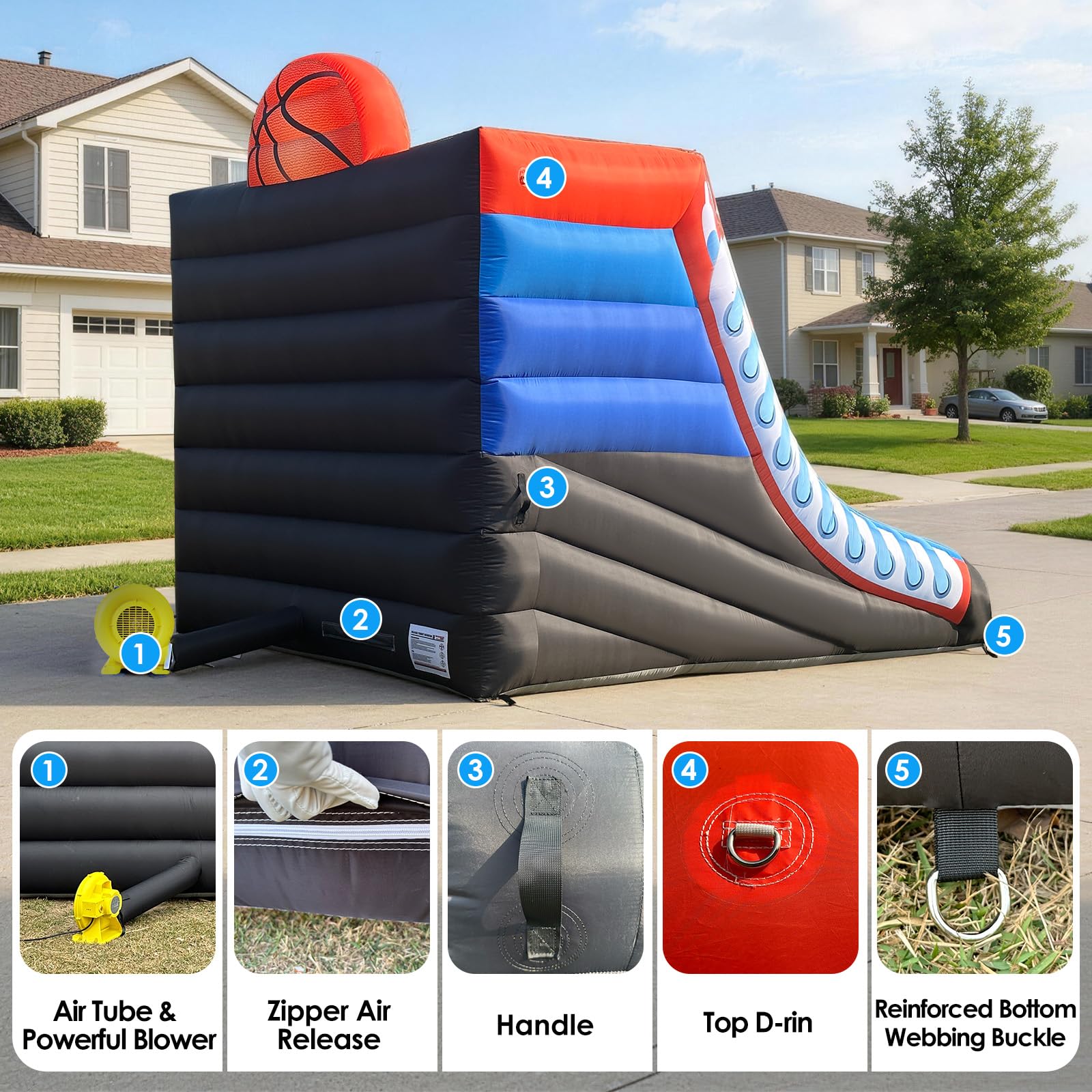 Inflatable Basketball Shootout Game 13x10Ft with 3-Tier Scoring Targets Challenge for Events & Parties