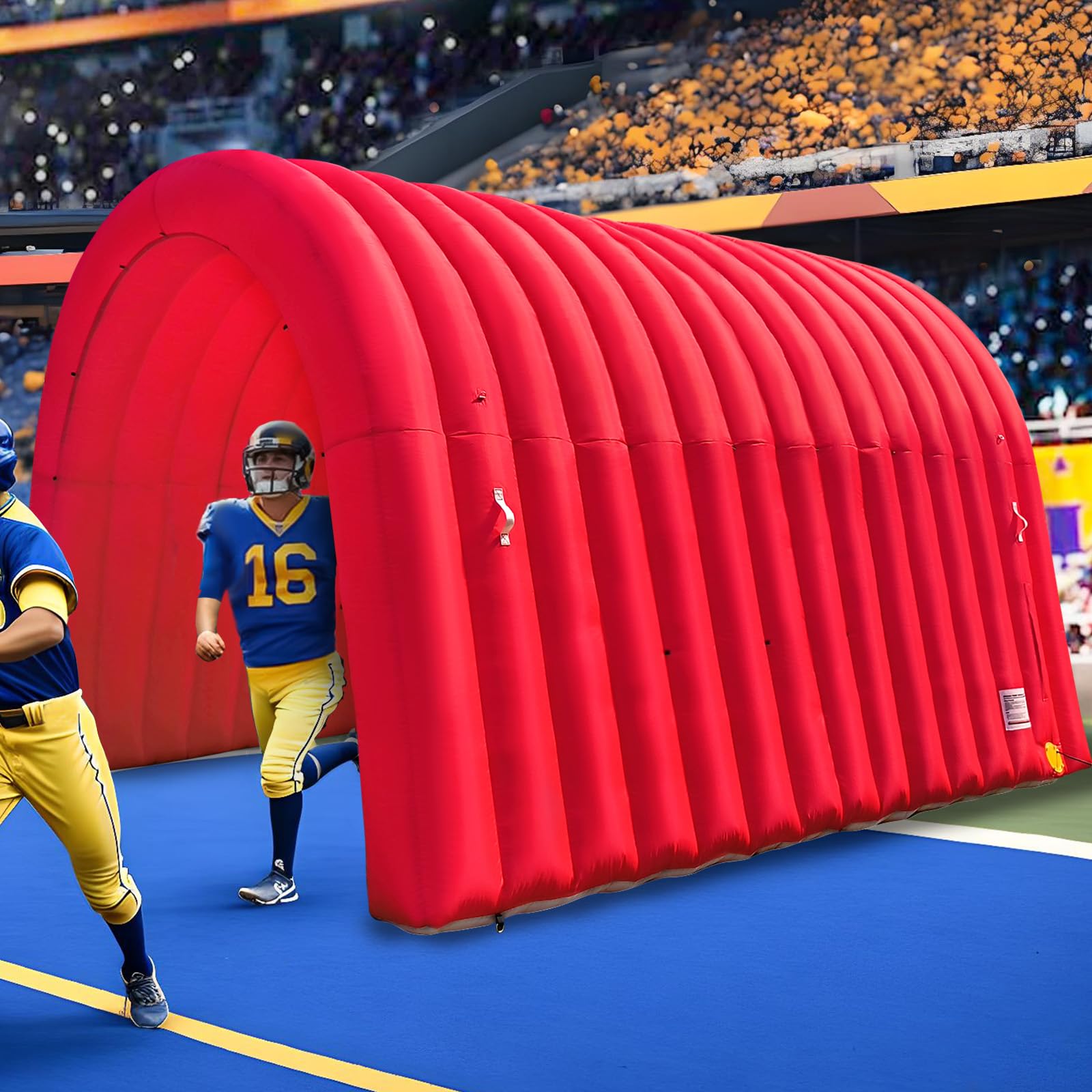 OZIS Inflatable Tunnel Sports Tunnel Entrance with Installed Blower Red 16x10x10ft