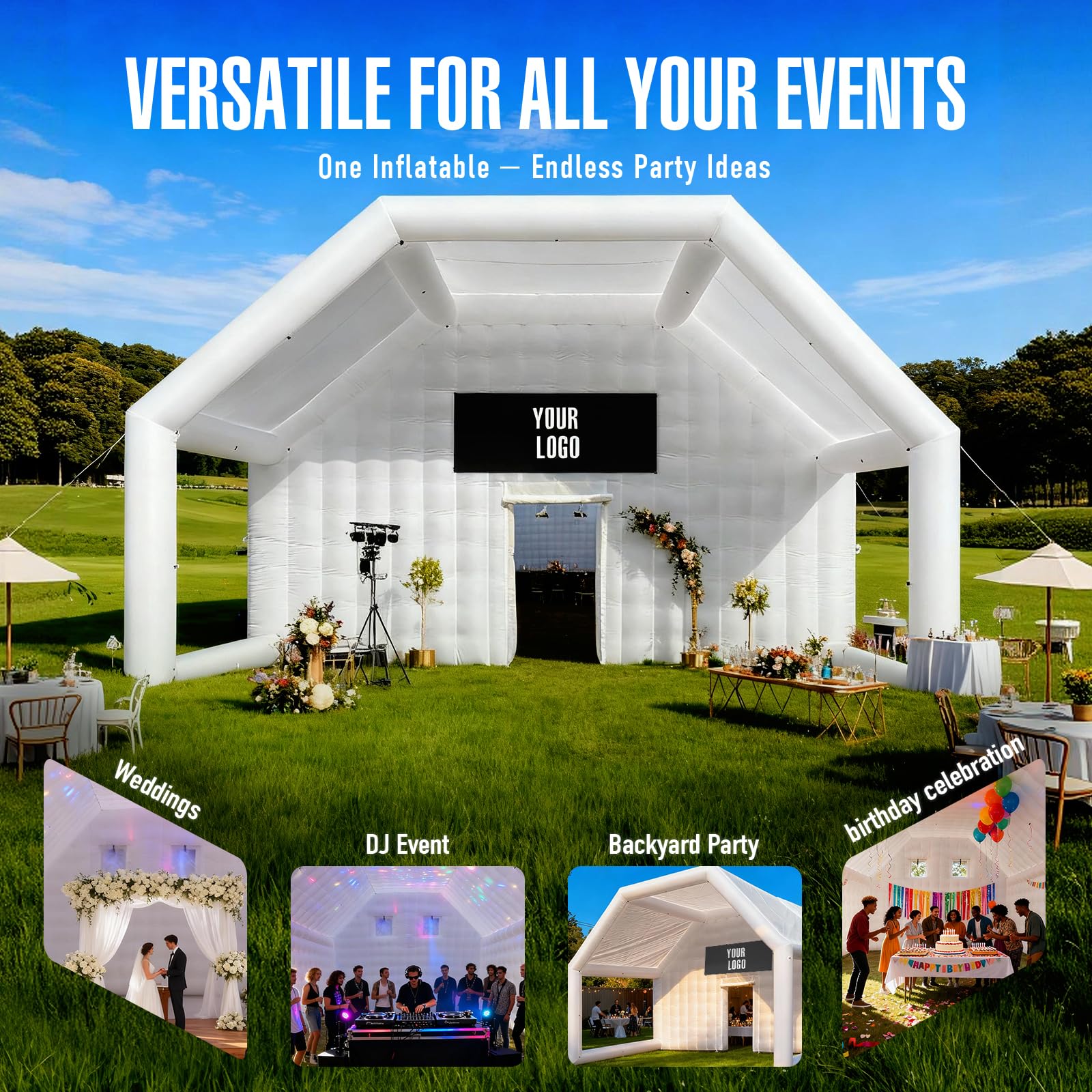 Inflatable Nightclub Tent with Gazebo 39x20x13Ft with Logo Area for Outdoor Parties