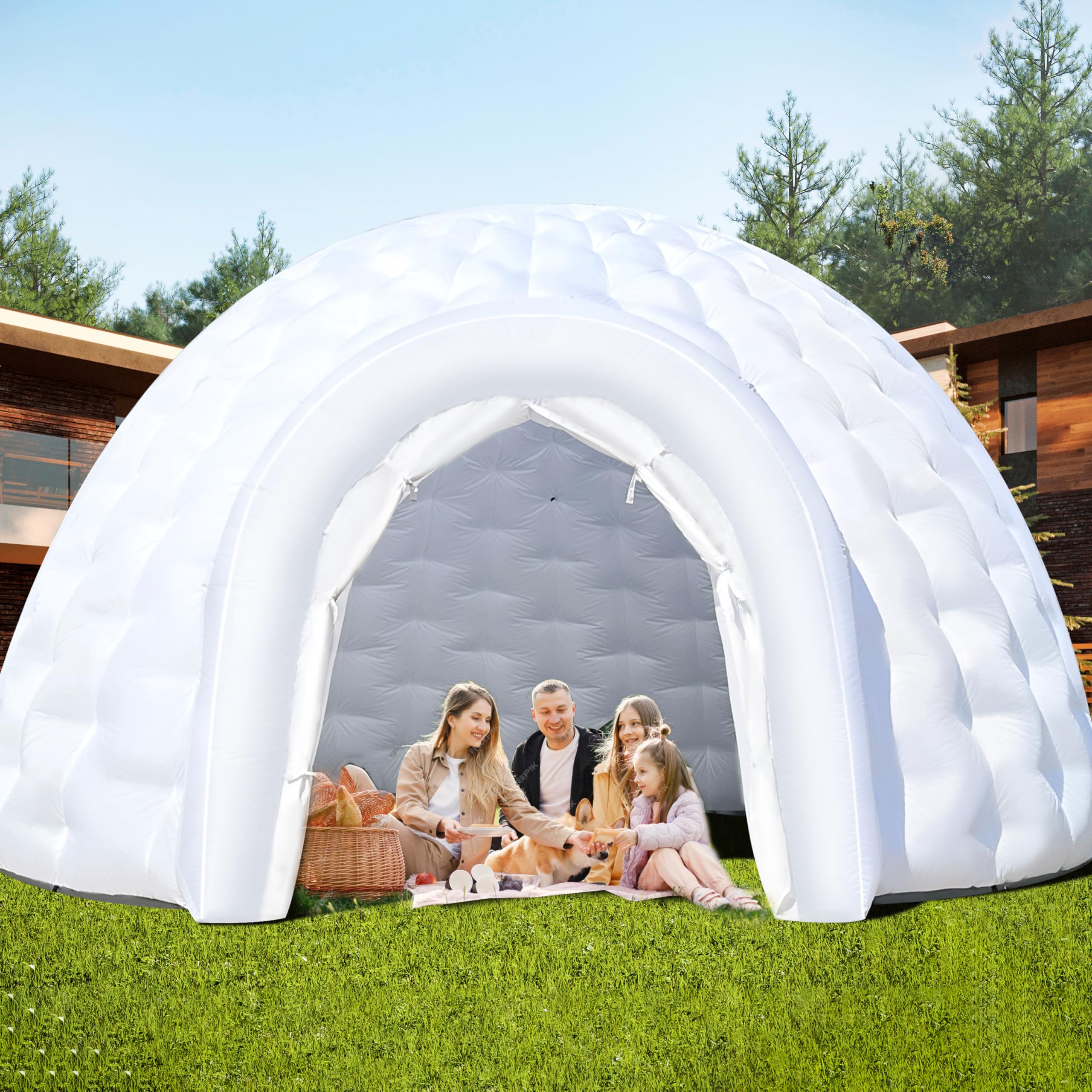 16Ft Inflatable Igloo Dome Tent, LED Strip Lights & Blower Included, Portable Igloo Party Tent for Night Club, Event ,Advertising