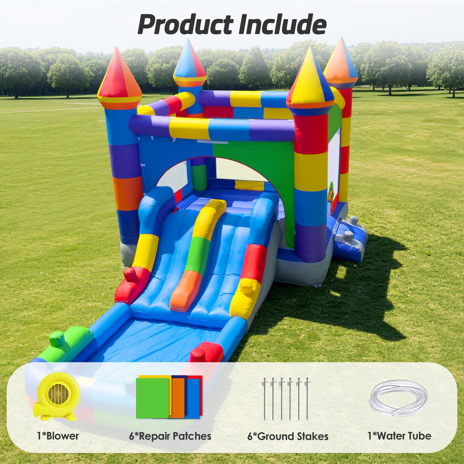 Inflatable Bounce House 26x13Ft with Dual Water Slides & Splash Pool – Commercial Wet & Dry Jumper for Events