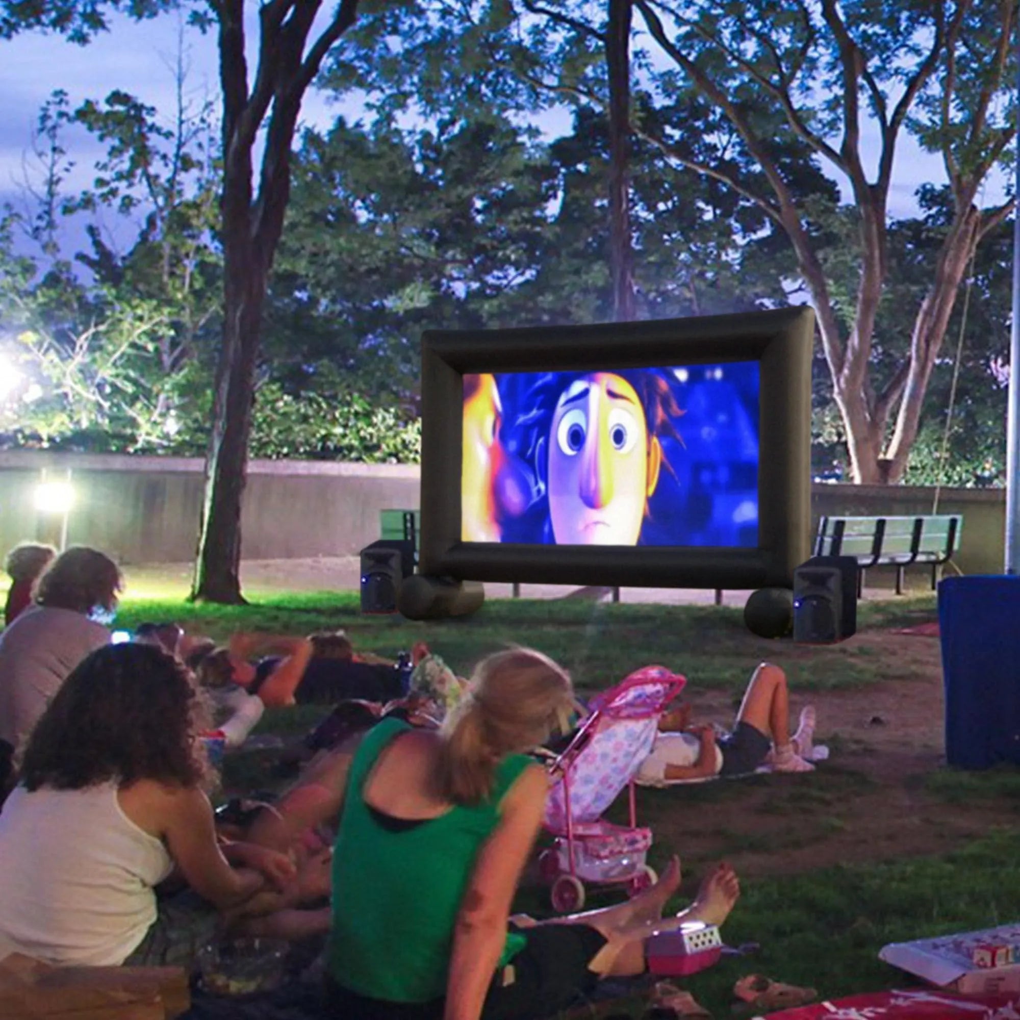 14Ft Inflatable Movie Projector Screen with Built-in Fan Supports Front and Rear Projection for Events