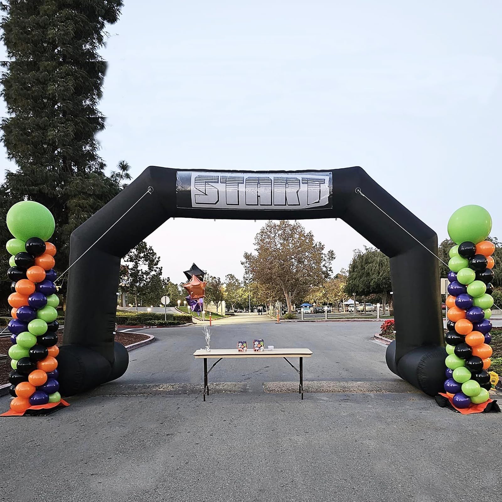20Ft Inflatable Arch with Start Finish Banner and T-Shaped Base for Races and Events