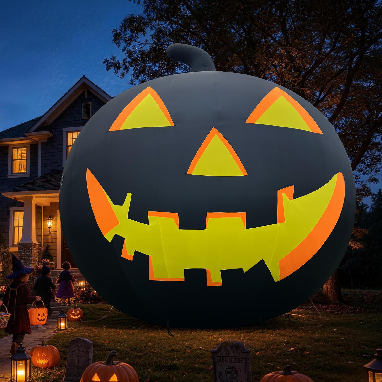 26Ft Inflatable Halloween Pumpkin with Blower – Haunted Giant Outdoor Yard Decoration