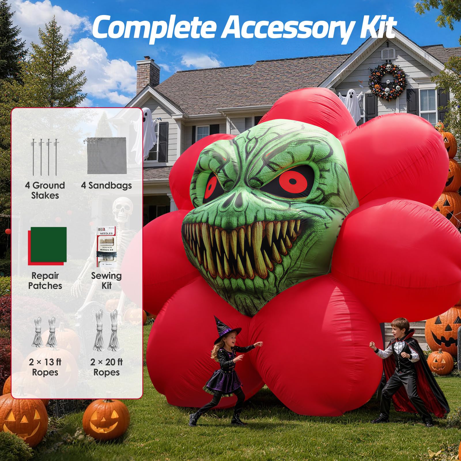 16.4FT Giant Halloween Inflatable Flower Decoration with Blower – Outdoor Halloween Party & Yard Decor