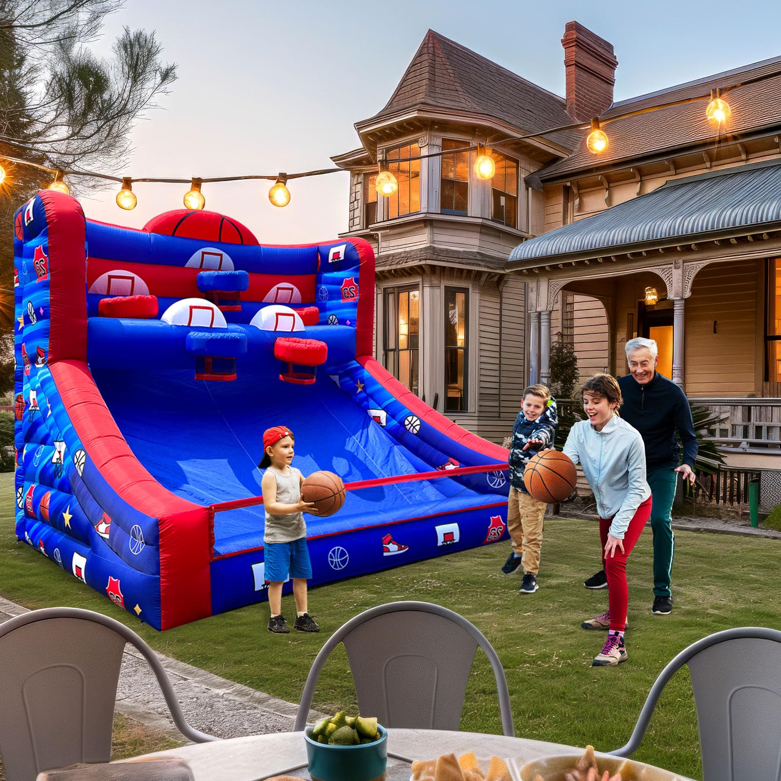 Inflatable Basketball Hoop Set with Balls & Blower - Indoor/Outdoor Party Game