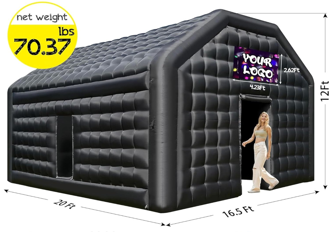 Custom Logo Banner for 20' x 16.5' Black Inflatable Night Club